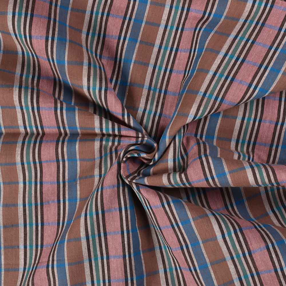 Check Multicolor Pure Cotton 100 GSM Handwoven Fabric 527