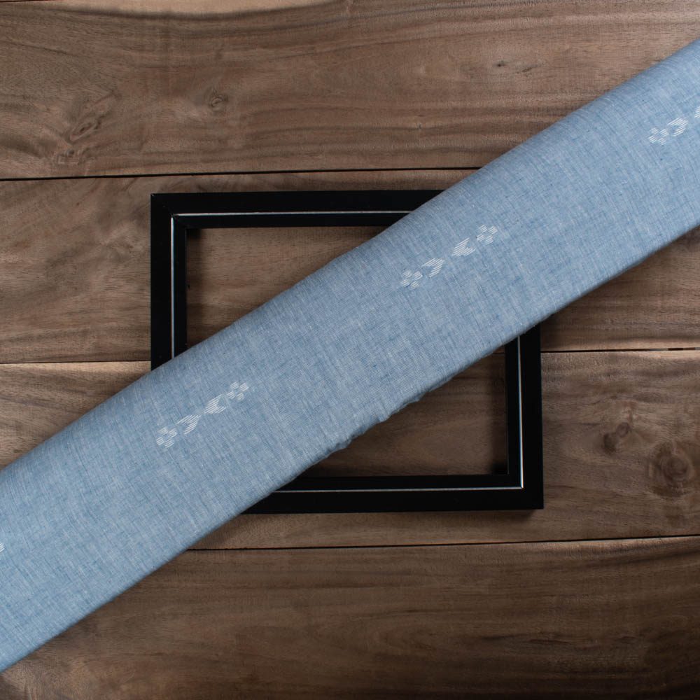 Sky Base Geometric Pure Cotton 100 GSM Handwoven Jamdani Fabric