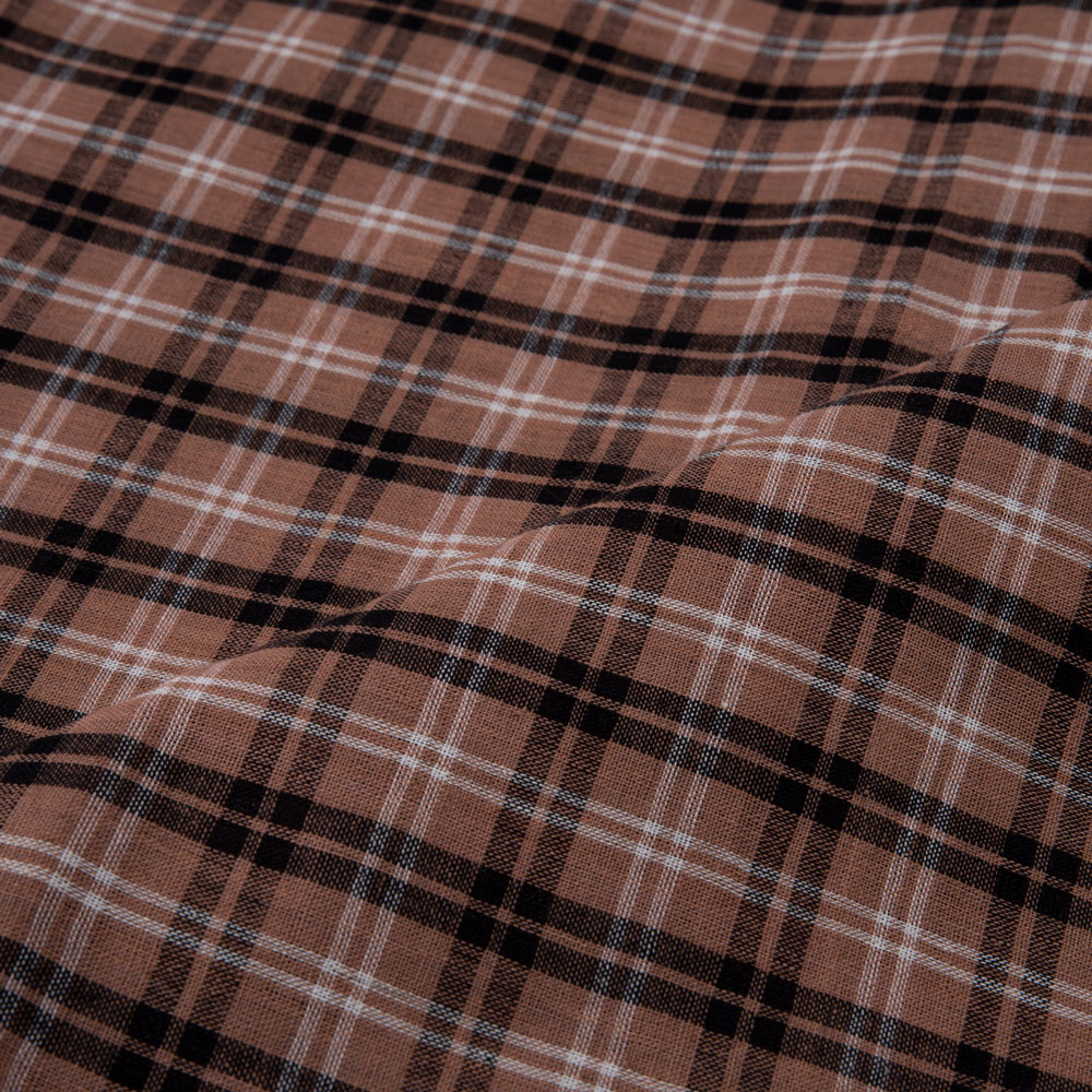 CHECK BROWN PURE COTTON 93 GSM HANDWOVEN FABRIC 234