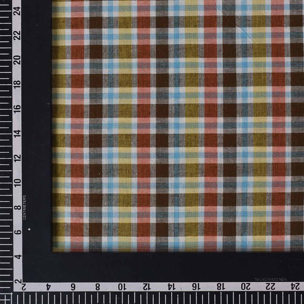 CHECK MULTICOLOR PURE COTTON 85 GSM HANDWOVEN FABRIC 566