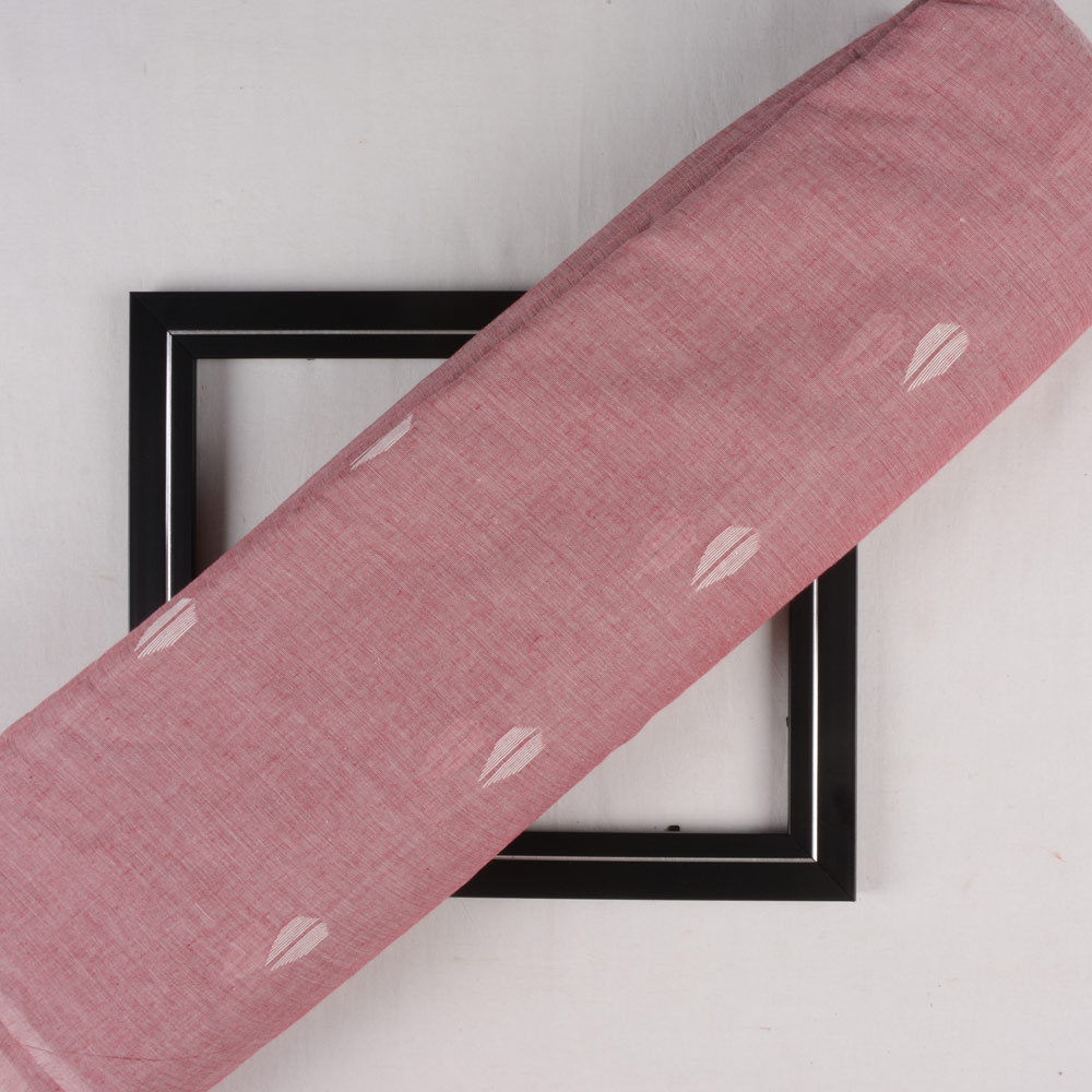 Geometric Red Jamdani Pure Handwoven Cotton 55 GSM Fabric