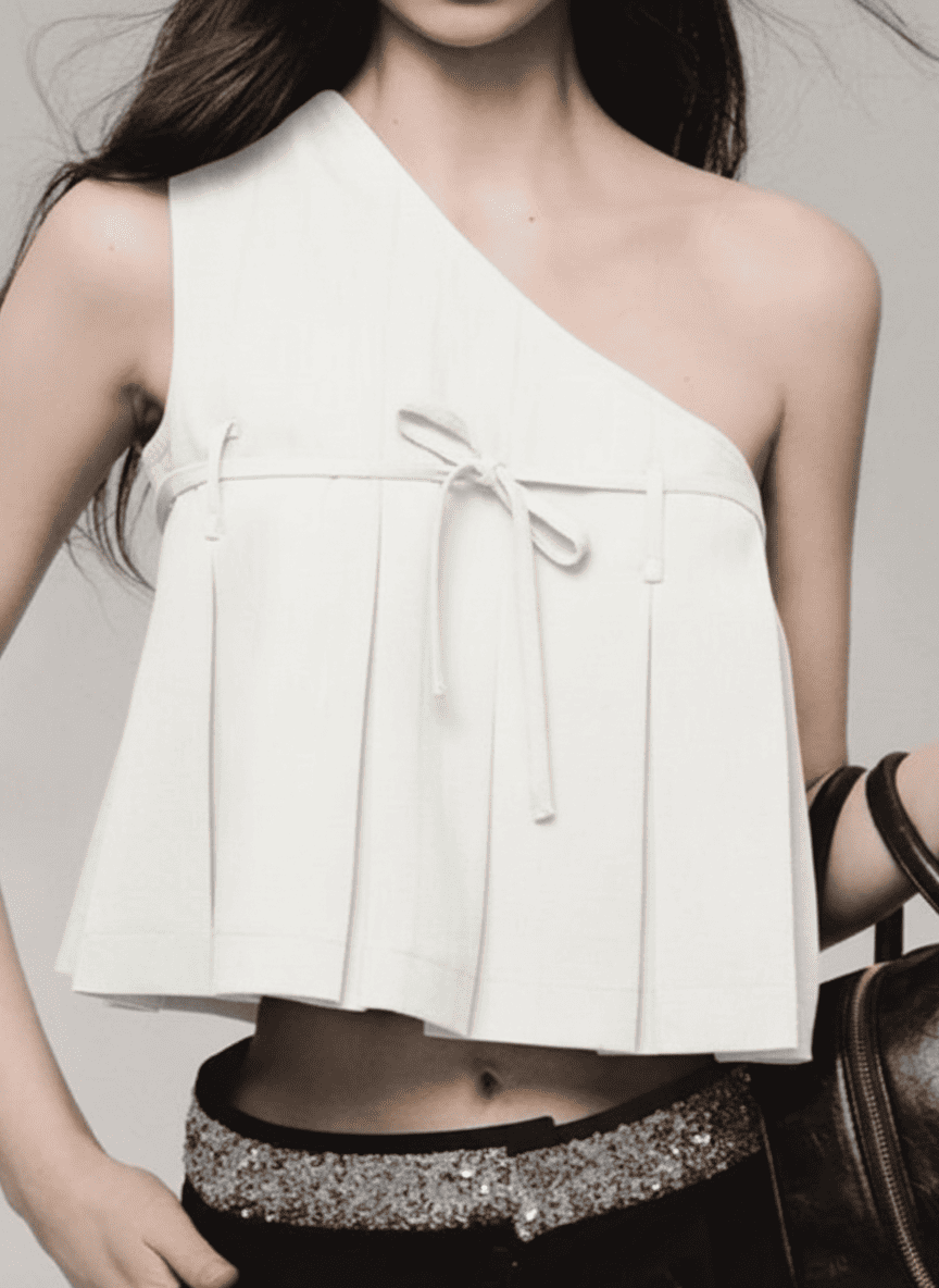 Pleated One Shoulder Top