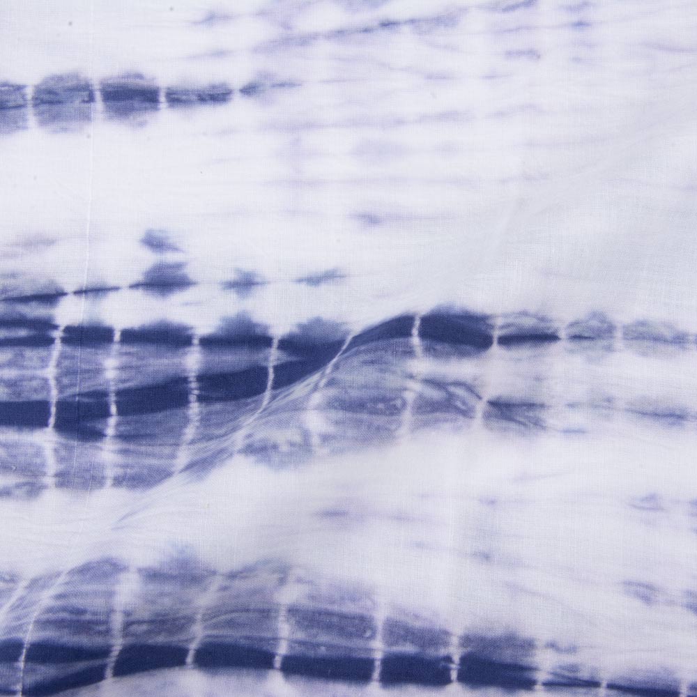 ABSTRACT BLUE TIE DYE KHADI COTTON 110 GSM HANDWOVEN FABRIC
