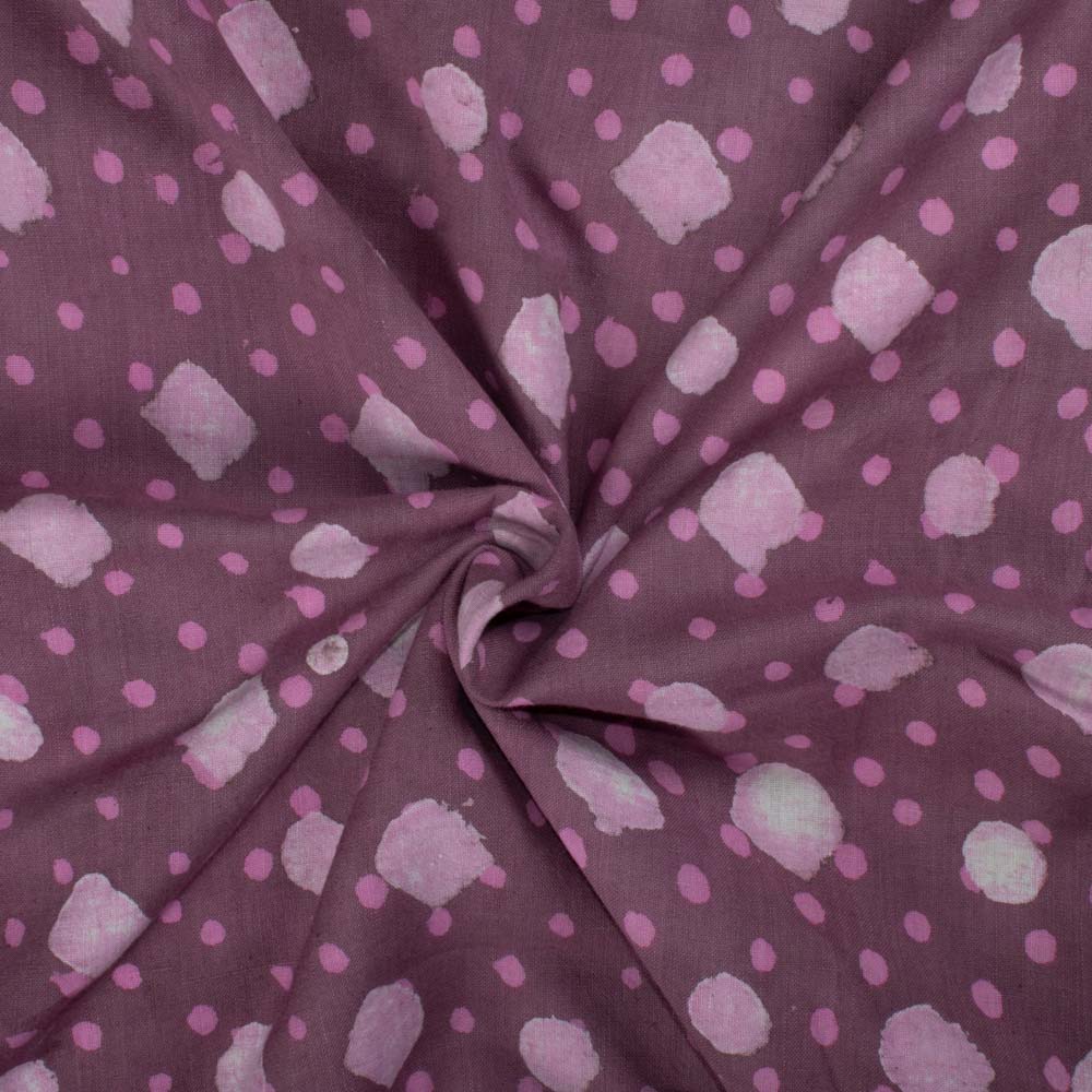 Natural Lac Dyed With Natural Pink White Block Print 103 GSM Pure Organic Khadi Handwoven fabric 80