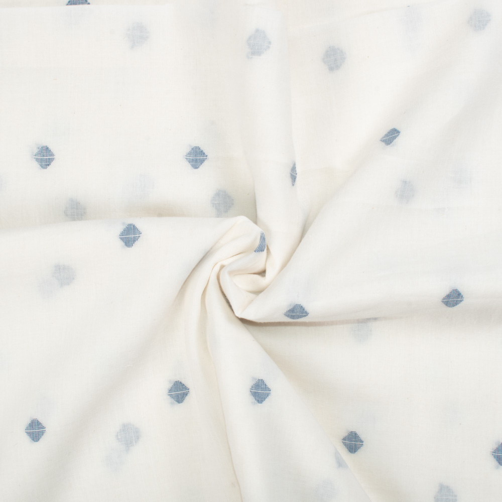 Geometric Cream Jamdani Silk Cotton Chiffon Blend 55 GSM Fabric