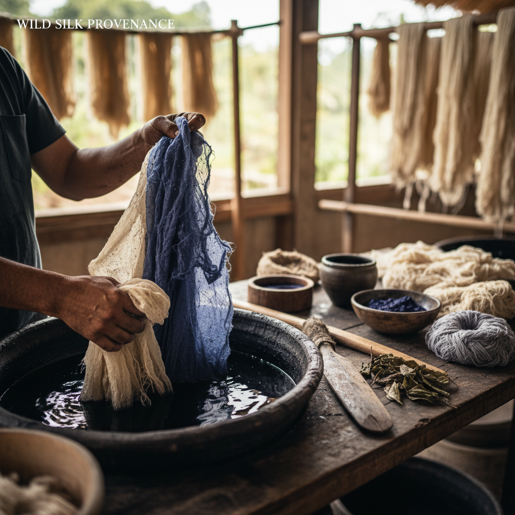 Overview of silk production regions in India showing Mulberry, Tussar, Eri, and Muga silk clusters