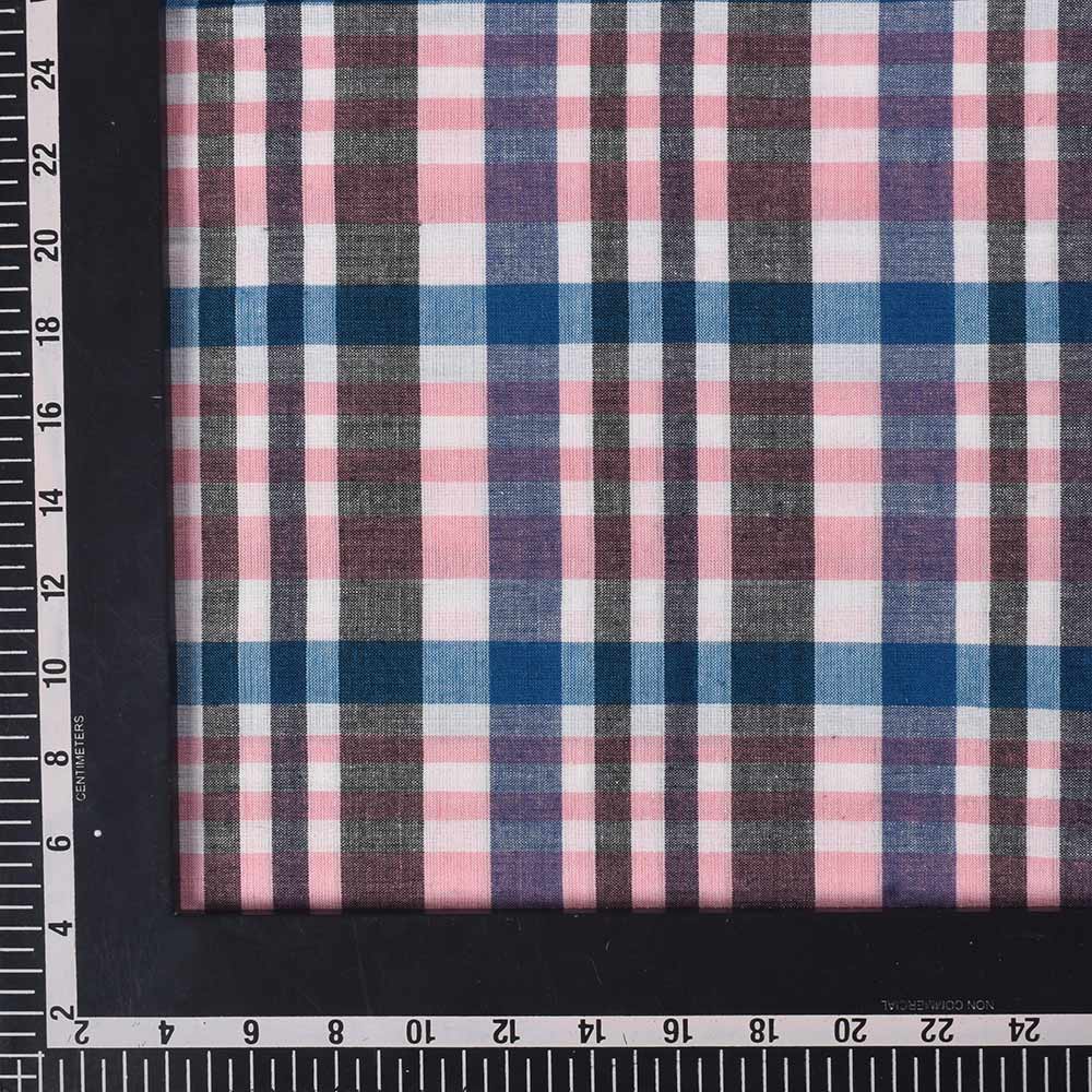 CHECK MULTICOLOR PURE COTTON 94 GSM HANDWOVEN FABRIC 428