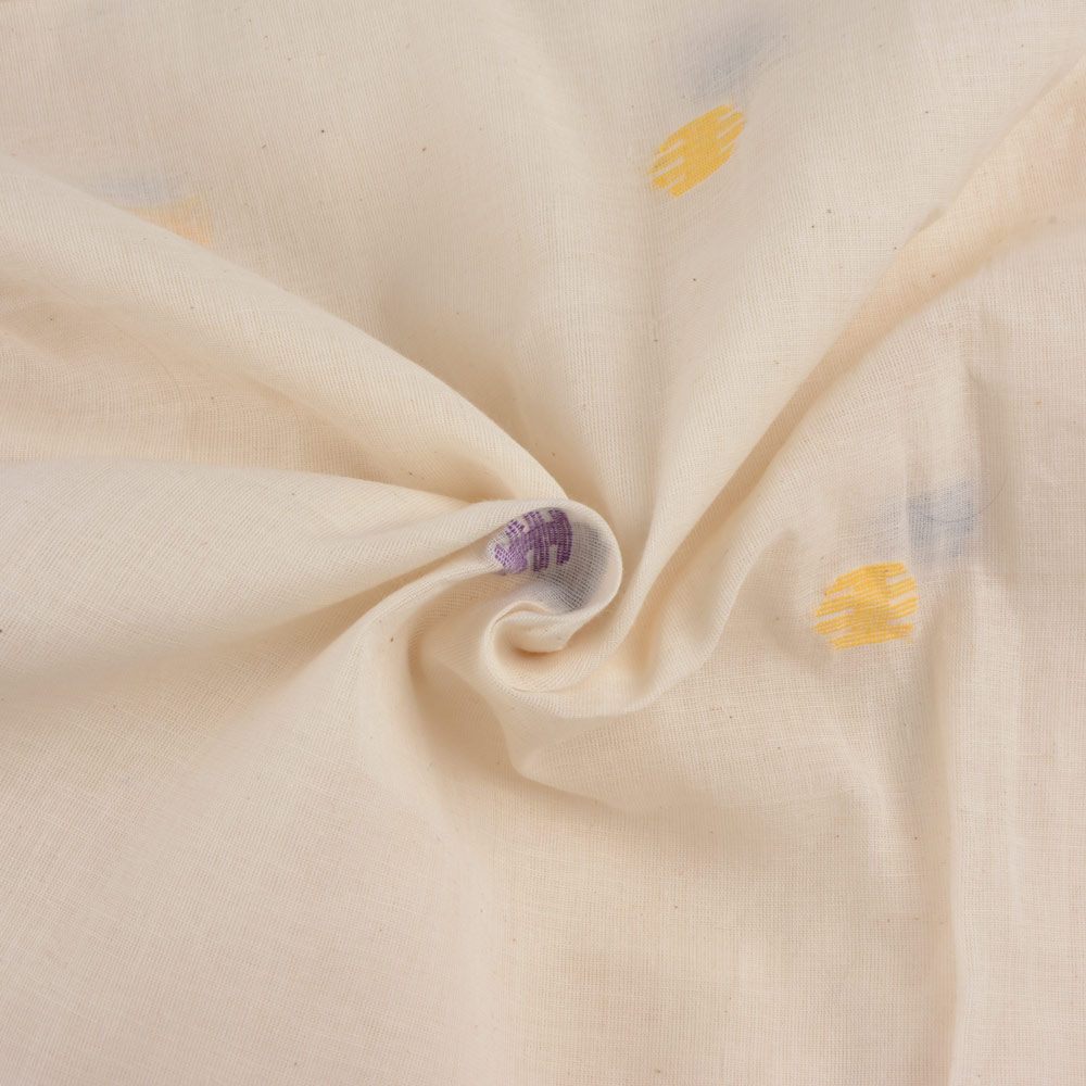 Geometric Cream Jamdani Pure Handwoven Cotton 55 GSM Fabric