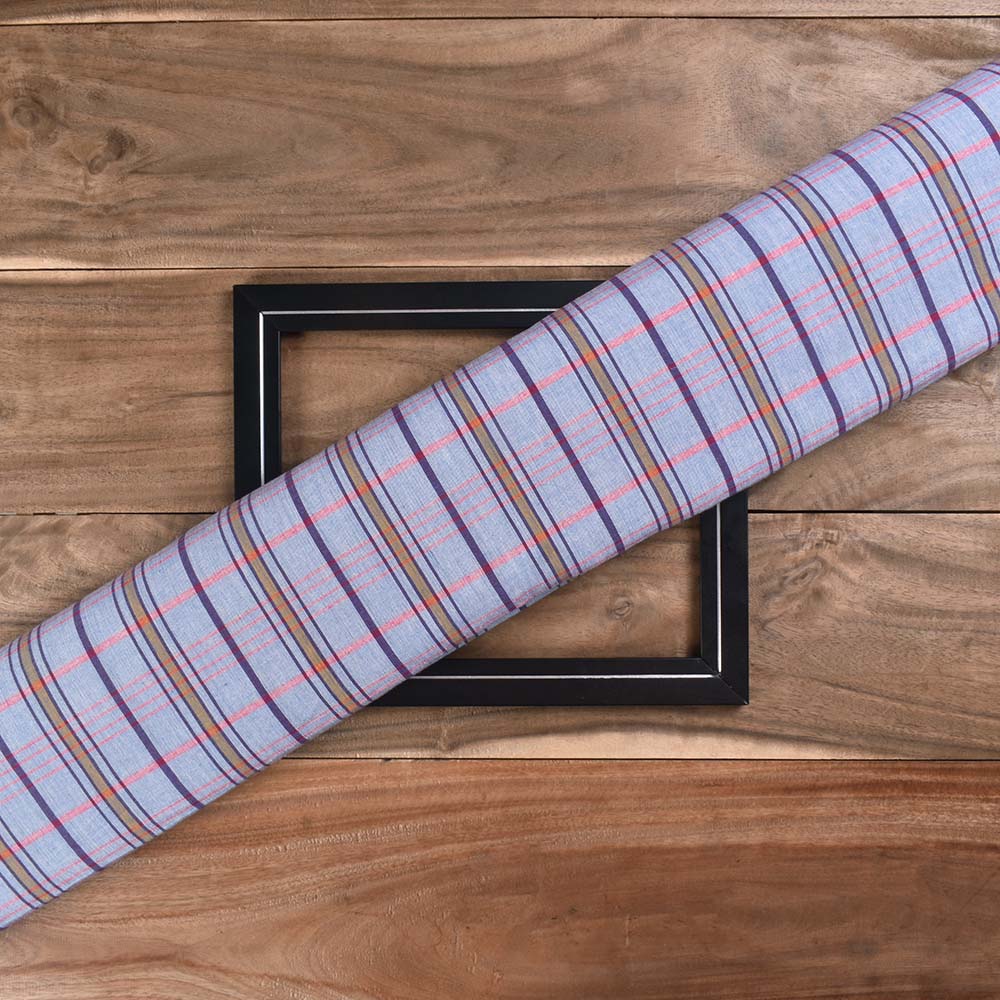 Check Multicolour Pure Cotton 93 GSM Handwoven Fabric
