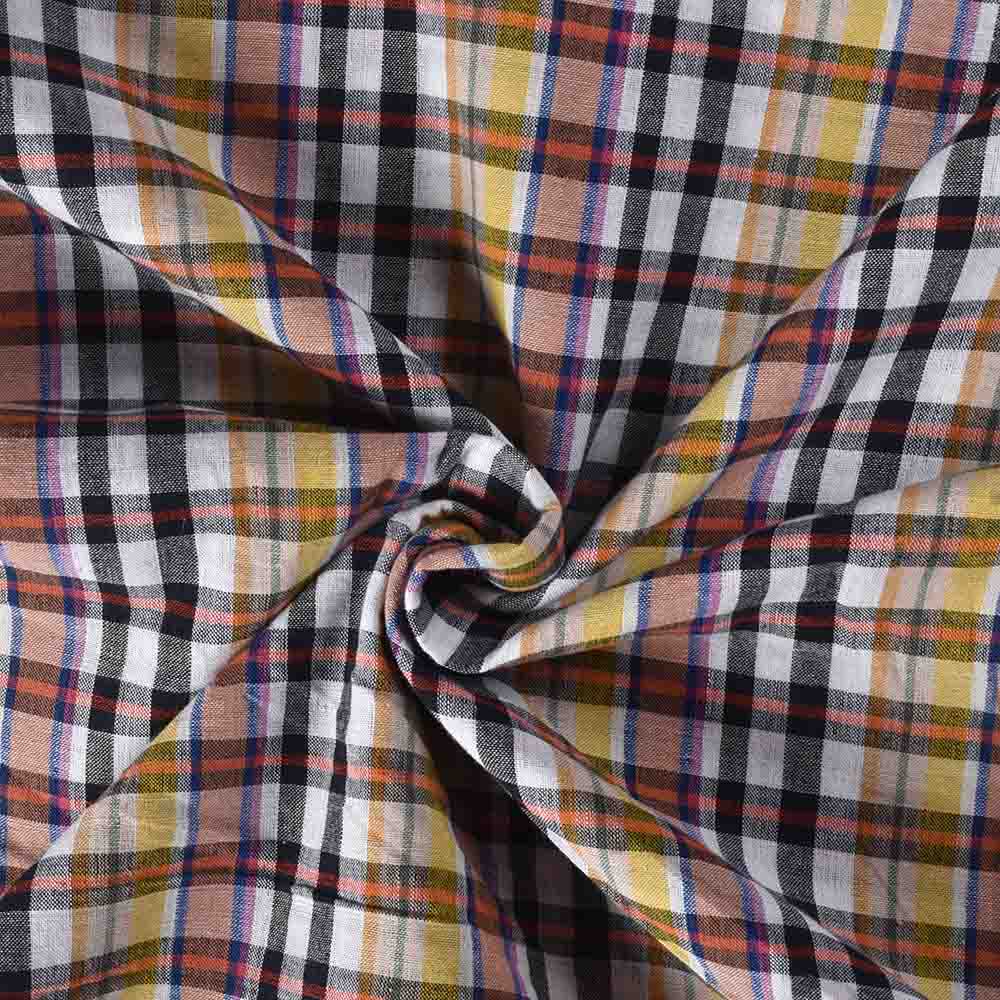 Check Multicolour Pure Cotton 96 GSM Handwoven Fabric 477