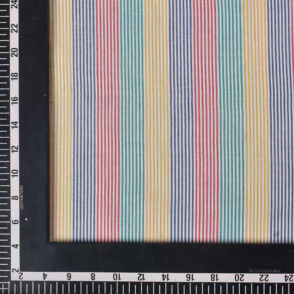 STRIPE MULTICOLOR PURE COTTON 74 GSM HANDWOVEN FABRIC