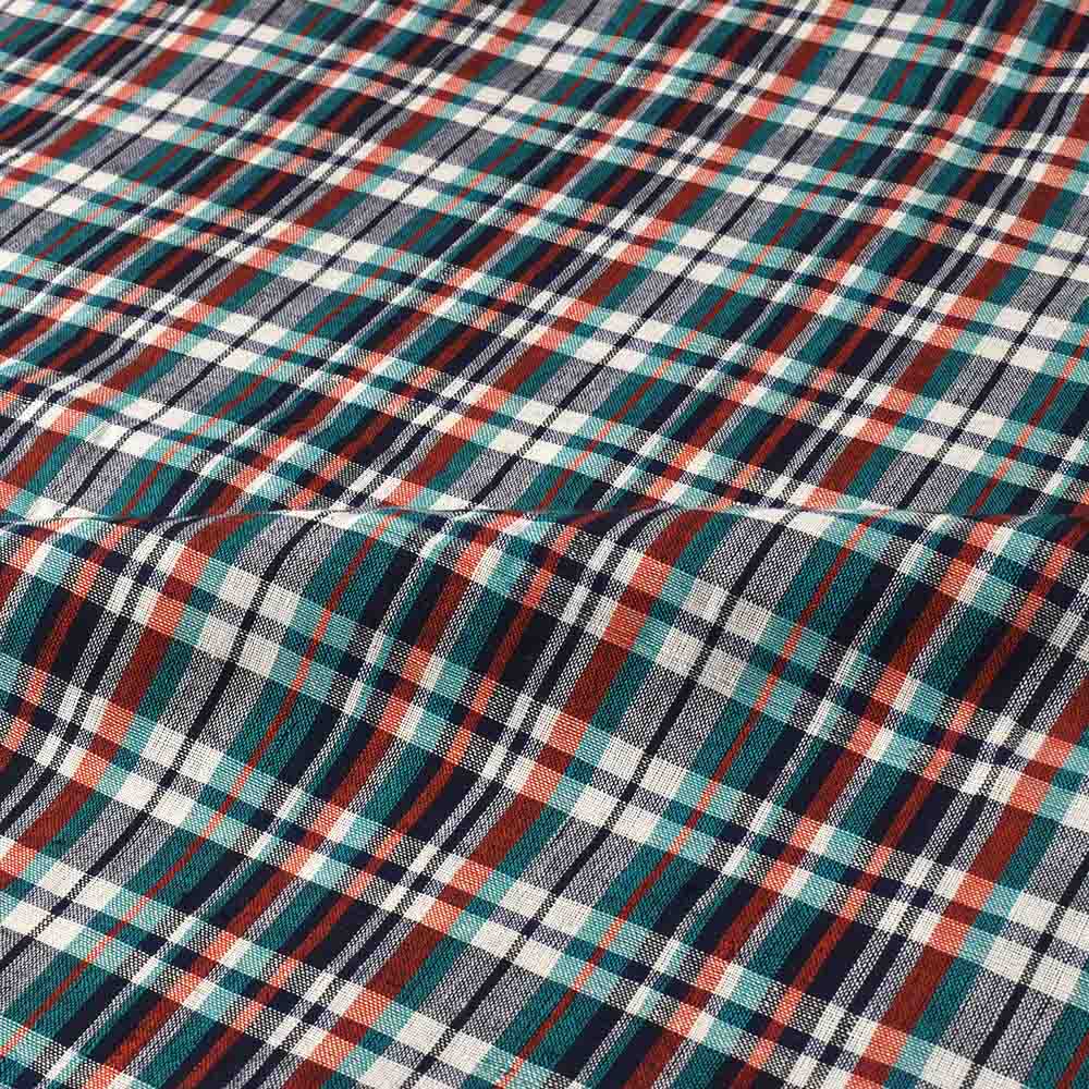 CHECK MULTICOLOR COTTON LINEN AND KHADI 105 GSM HANDWOVEN FABRIC 12