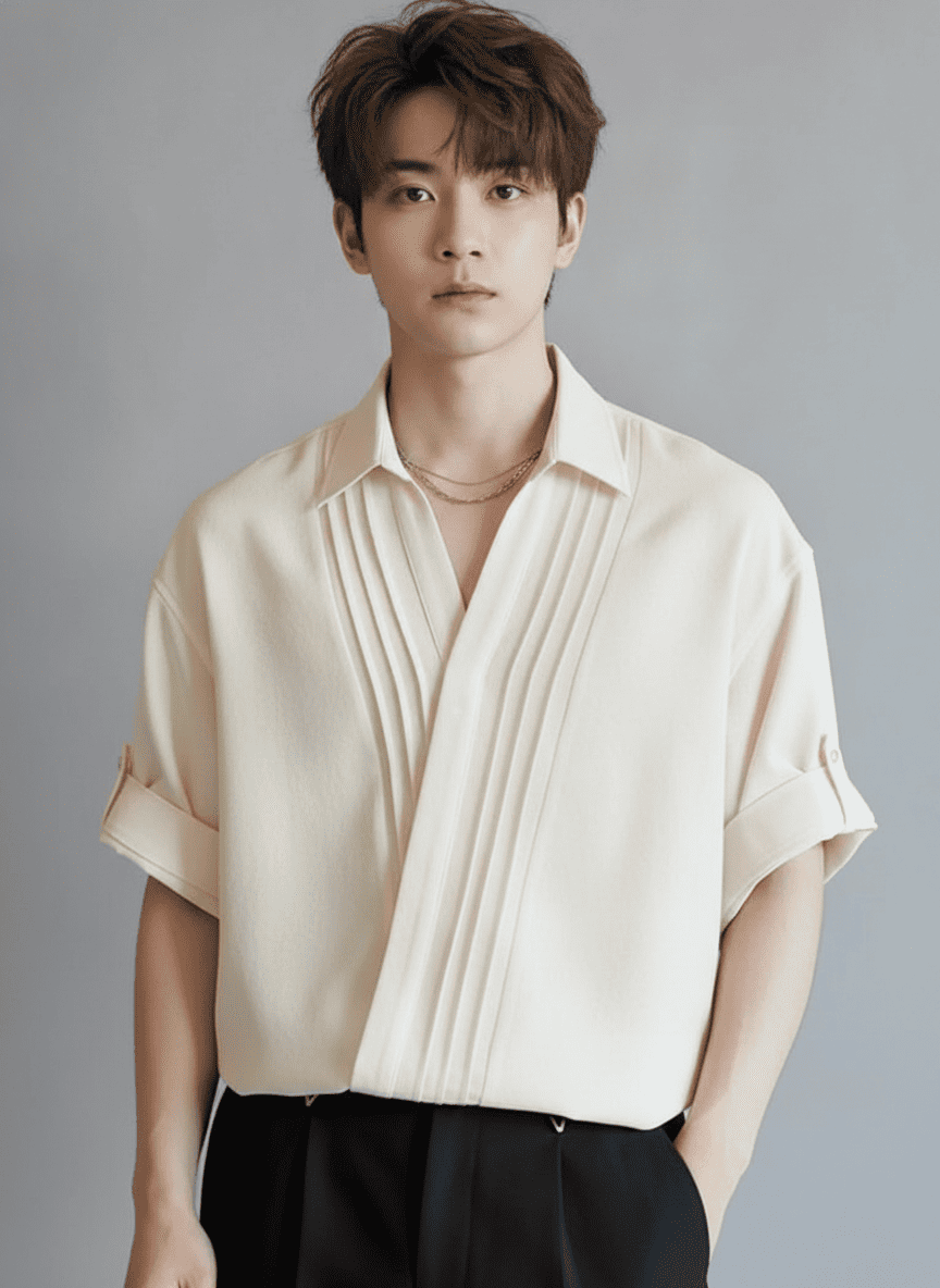 Overlap Criss Cross Tucks Shirt