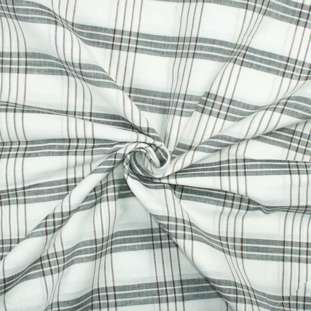 Check White Blue and Black Pure Cotton 105 GSM Handwoven Fabric