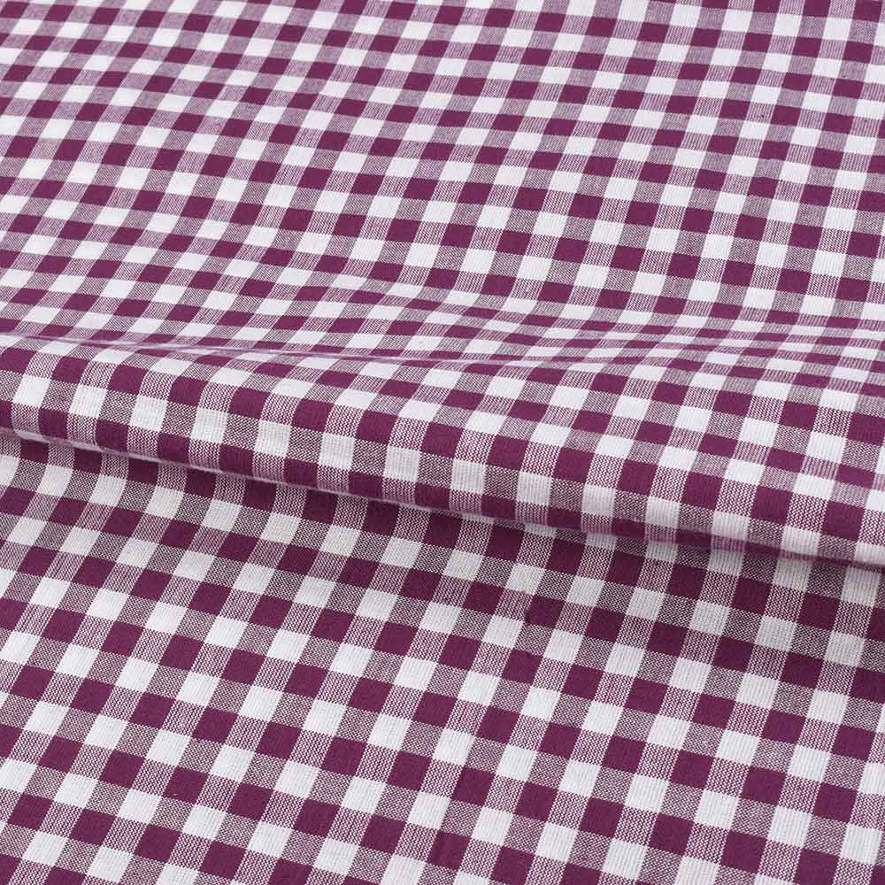 CHECK WHITE & MAROON PURE COTTON 96 GSM HANDWOVEN FABRIC