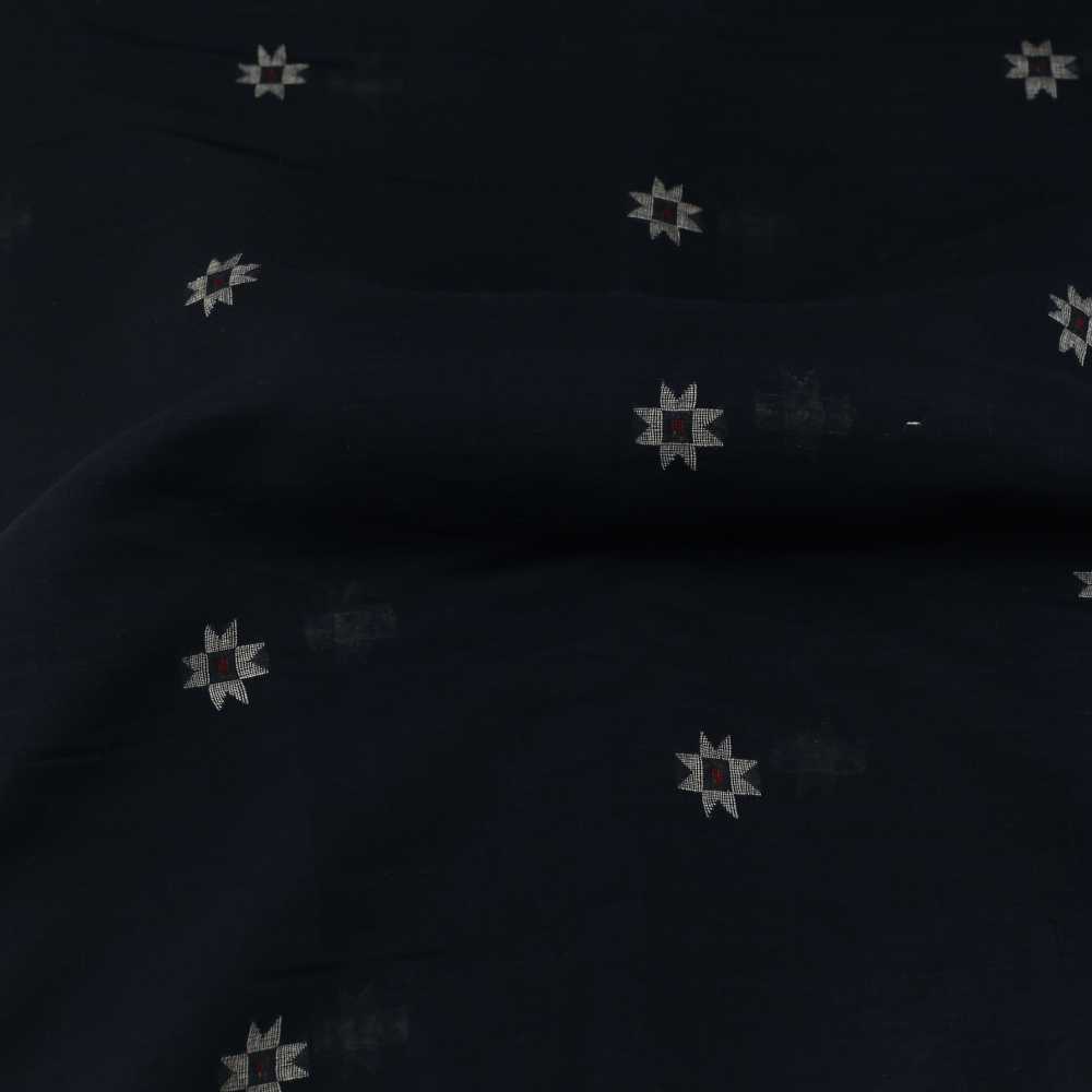 GEOMETRIC MIDNIGHT BLUE JAMDANI PURE COTTON 55 GSM FABRIC 88