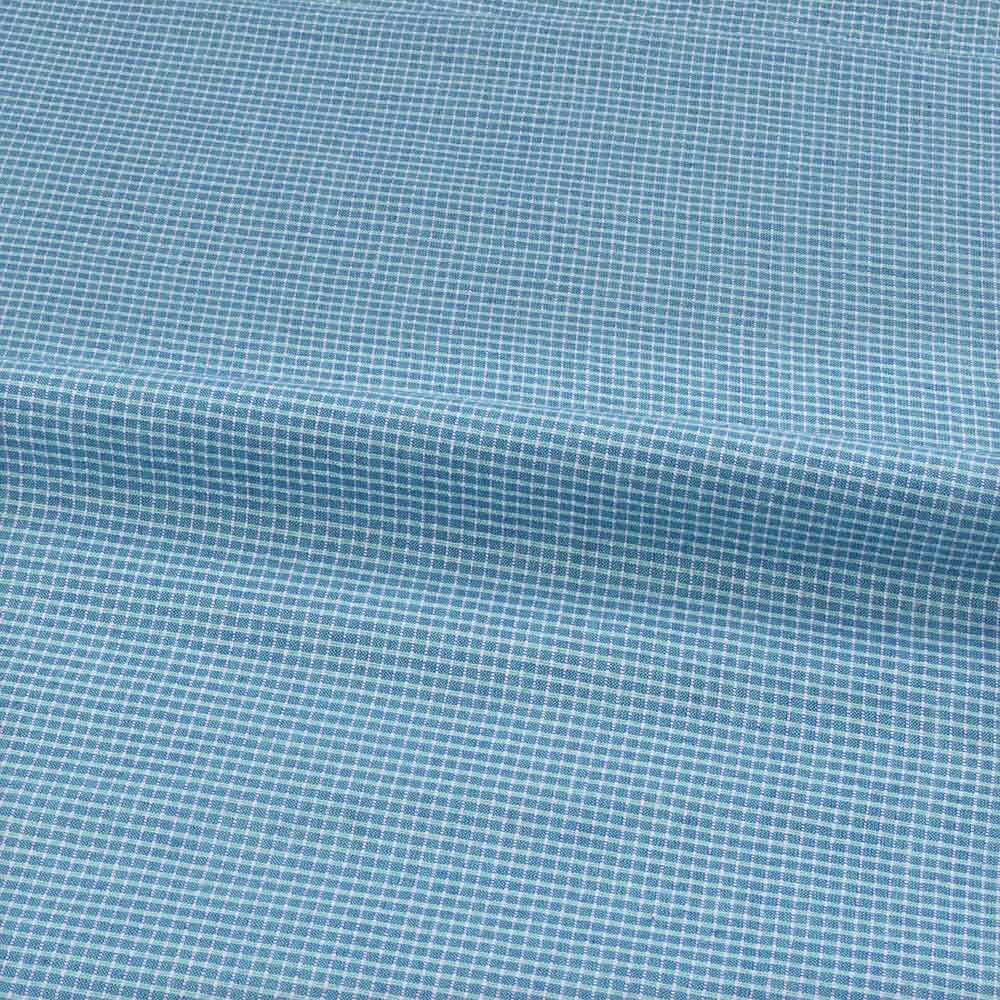 CHECK BLUE & WHITE PURE COTTON 95 GSM HANDWOVEN FABRIC
