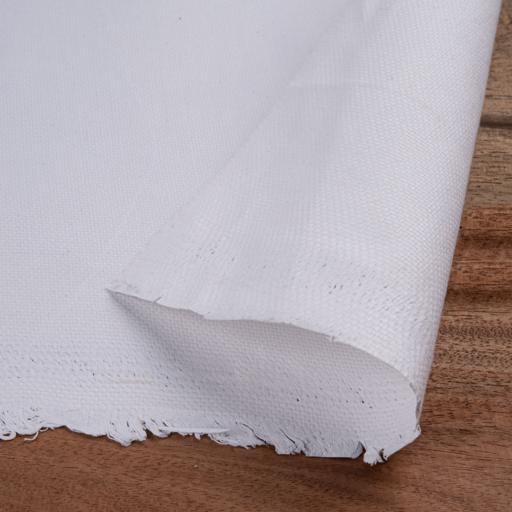White Canvas Cotton 250 GSM Fabric - Bleached, Dyeable & 36