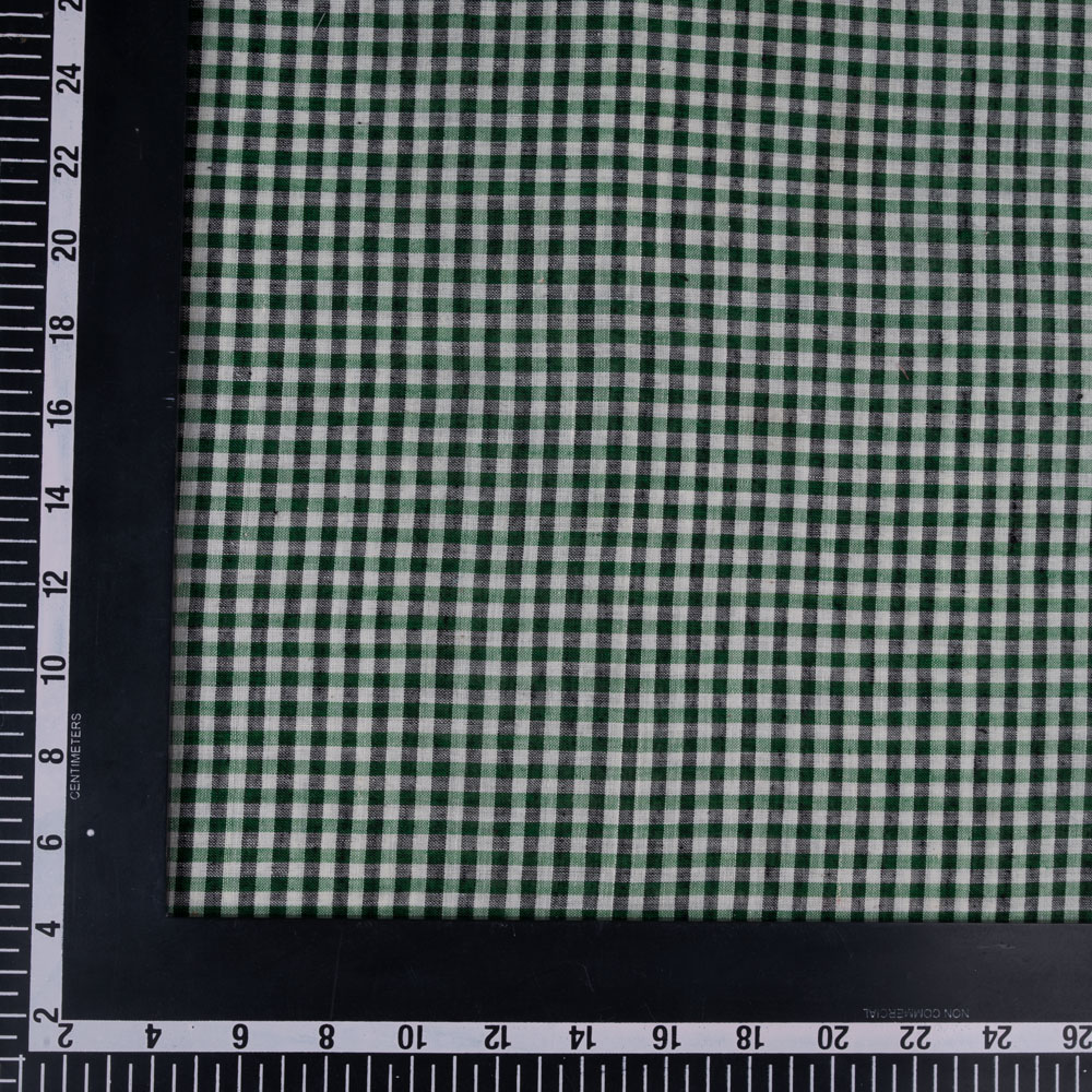 CHECK GREEN PURE COTTON 70 GSM HANDWOVEN FABRIC 237