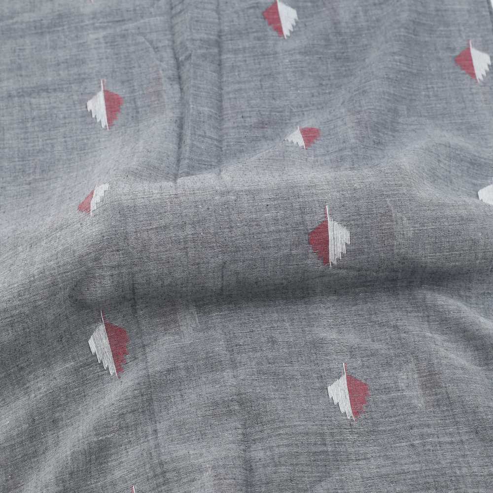 Geometric Light Grey Jamdani Pure Cotton 55 GSM Fabric