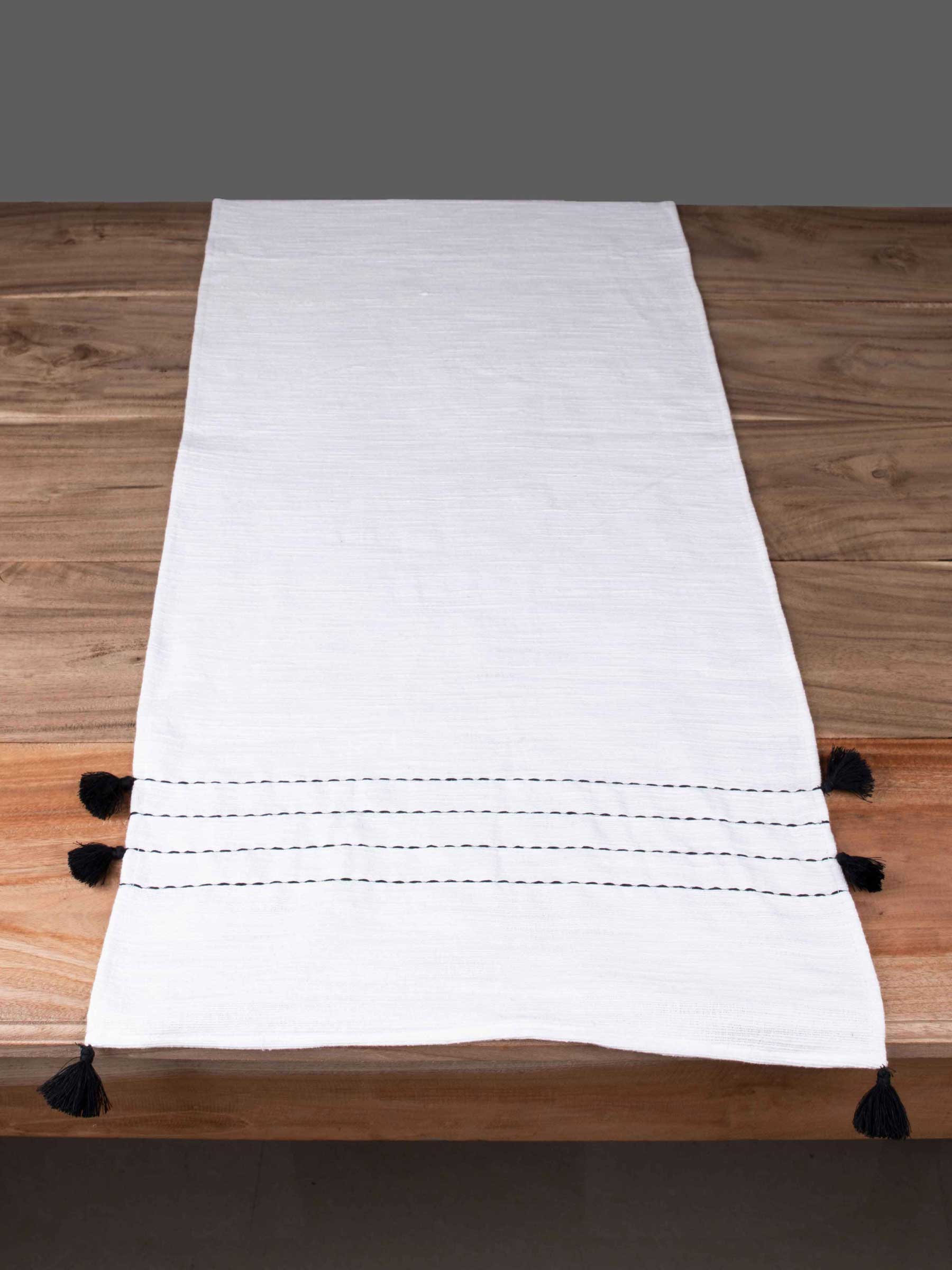 PLAIN WHITE NATURAL ORGANIC KHADI COTTON TABLE RUNNER