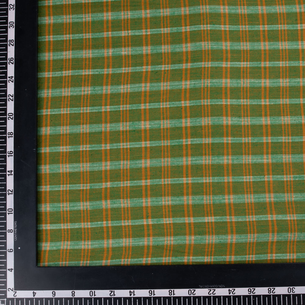 CHECK GREEN PURE COTTON 95 GSM HANDWOVEN FABRIC 235
