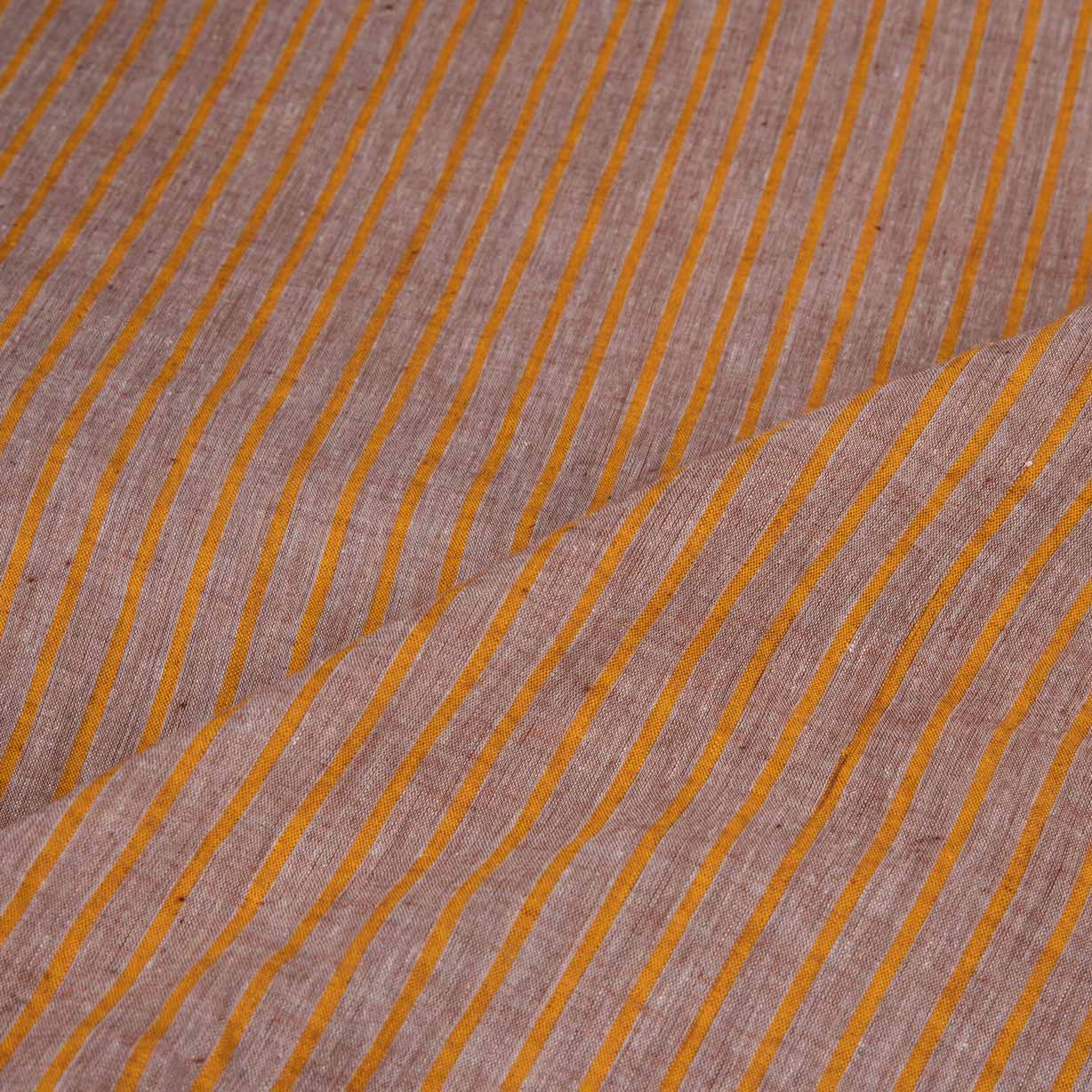 STRIPE BROWN PURE COTTON 71 GSM HANDWOVEN FABRIC