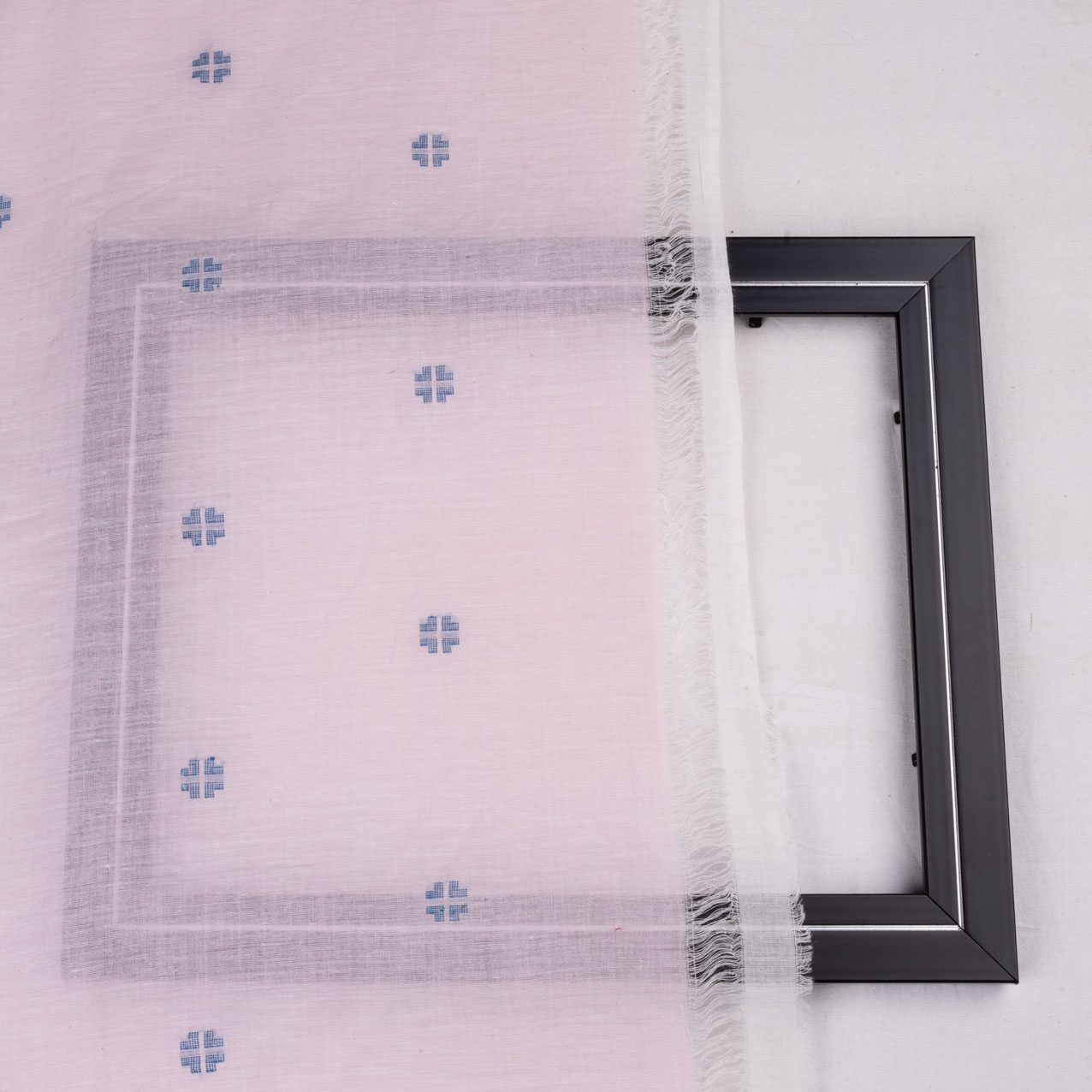 GEOMETRIC LIGHT PINK JAMDANI PURE COTTON 55 GSM FABRIC