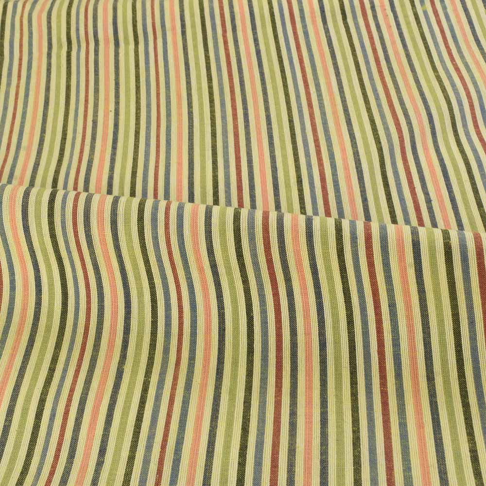 STRIPE MULTICOLOR PURE COTTON 85 GSM HANDWOVEN FABRIC