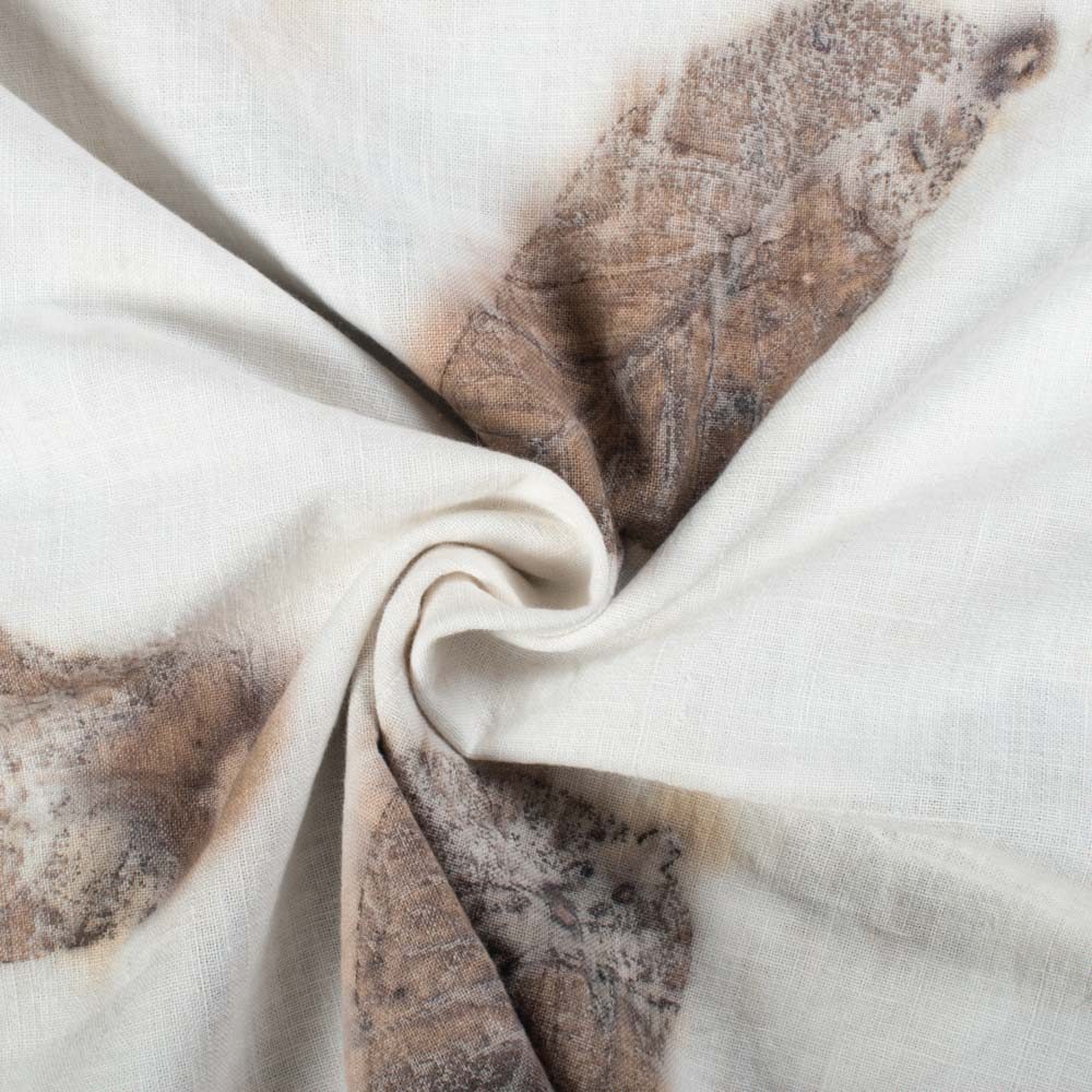 Psidium Guajava Leaf Eco Print Naturally Dyed Pure Khadi Fabric 142 GSM