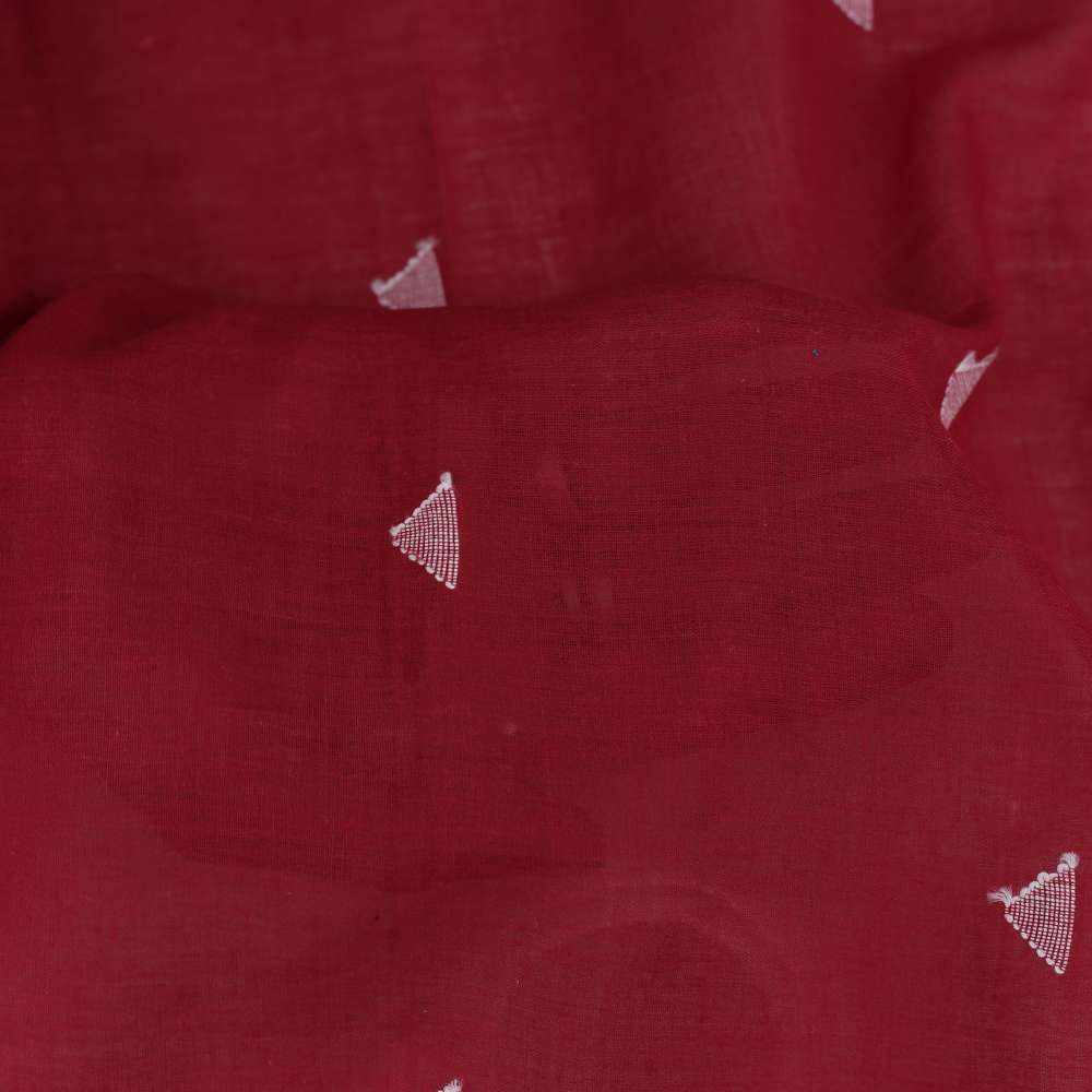 GEOMETRIC RED JAMDANI PURE COTTON 55 GSM FABRIC 71