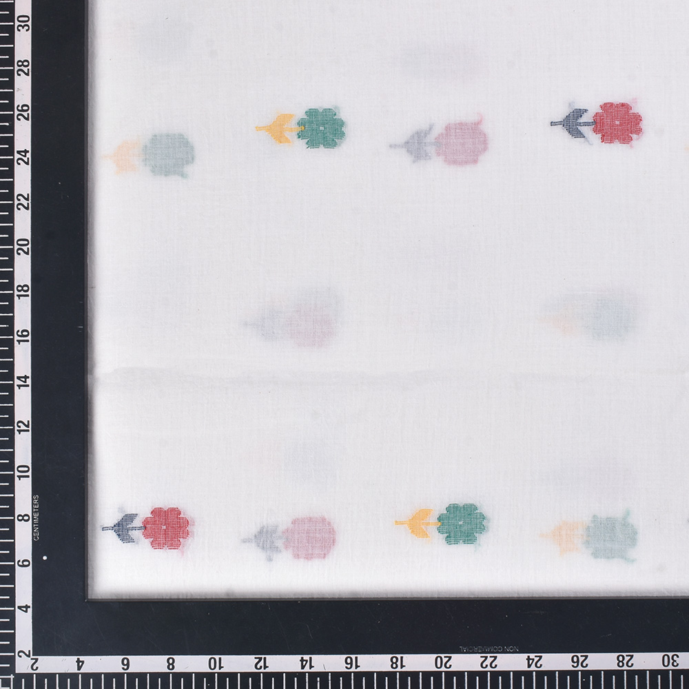 MULTICOLOR FLORAL JAMDANI PURE COTTON 60 GSM HANDWOVEN FABRIC