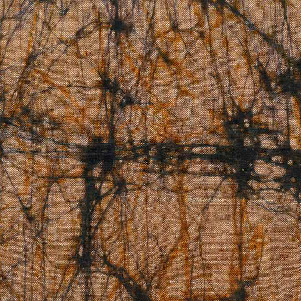 ABSTRACT BROWN BATIK COTTON KHADI 1112 GSM FABRIC - HAND PRINTED 06