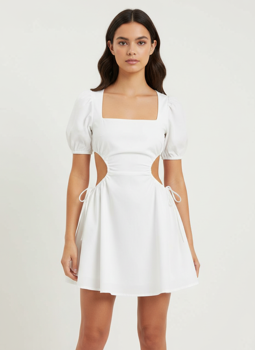 Side Tied Cut Out Short Dress