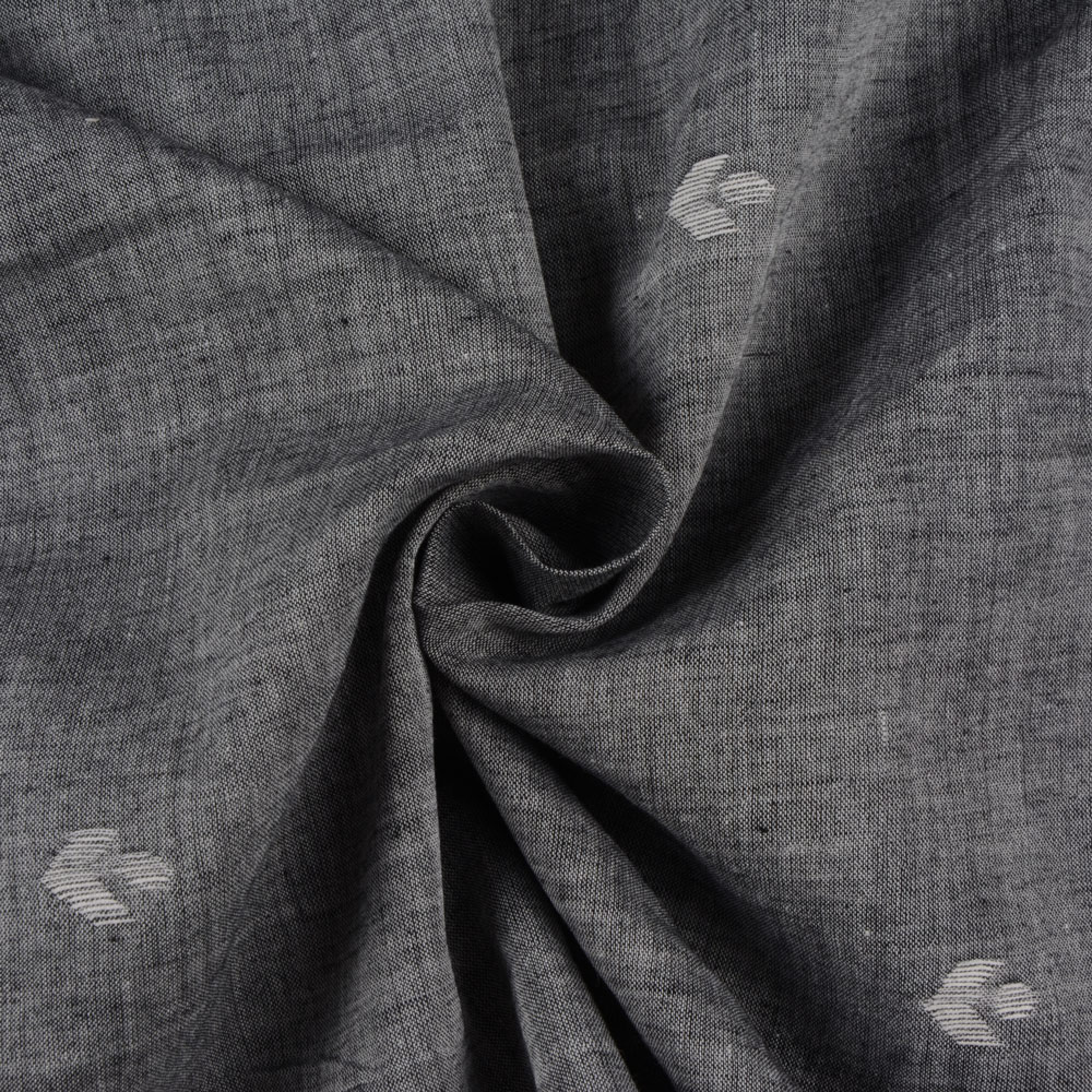 Geometric Grey Jamdani Pure Handwoven Cotton 55 GSM Fabric