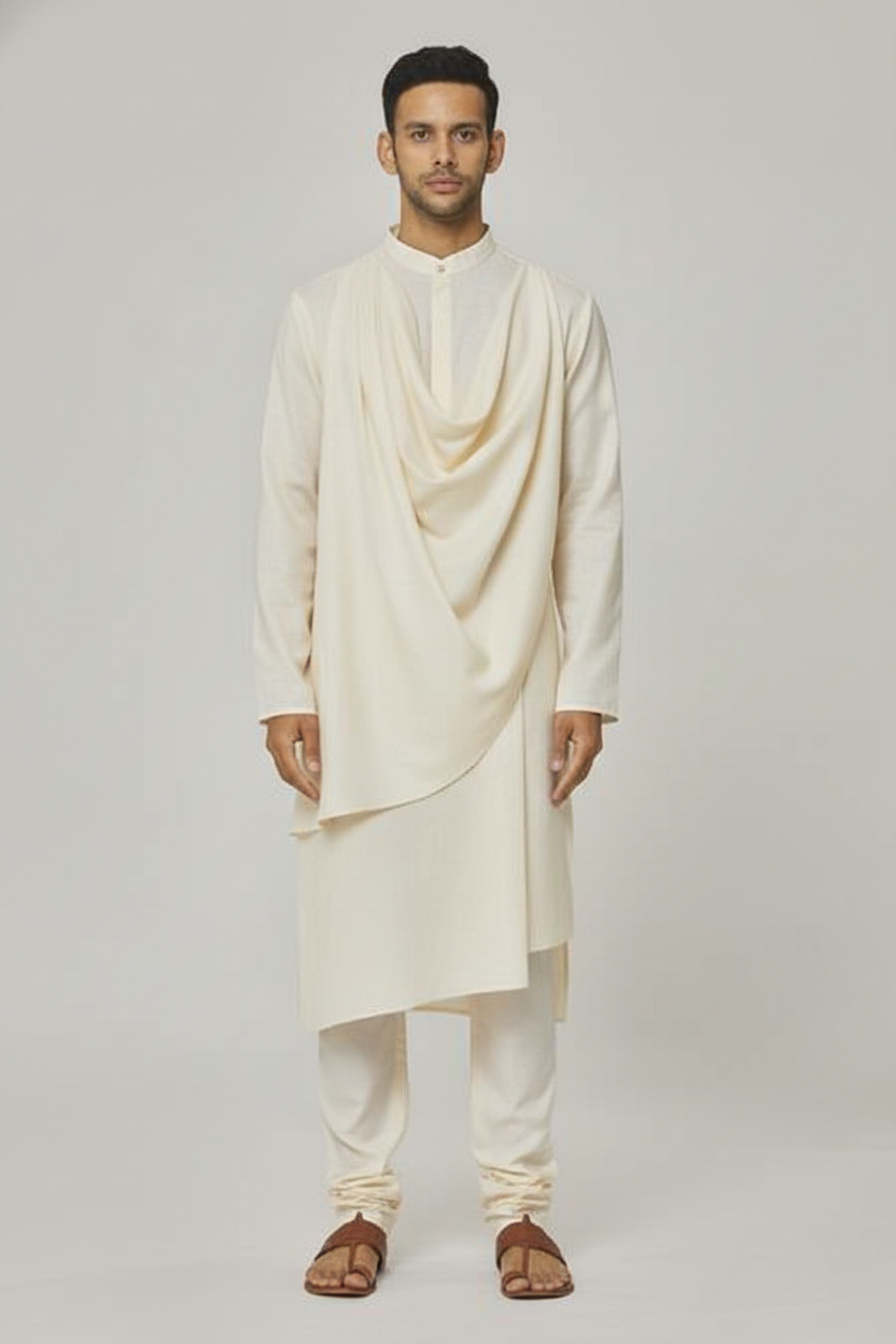 Front Drape Men's Asymmetric Kurta