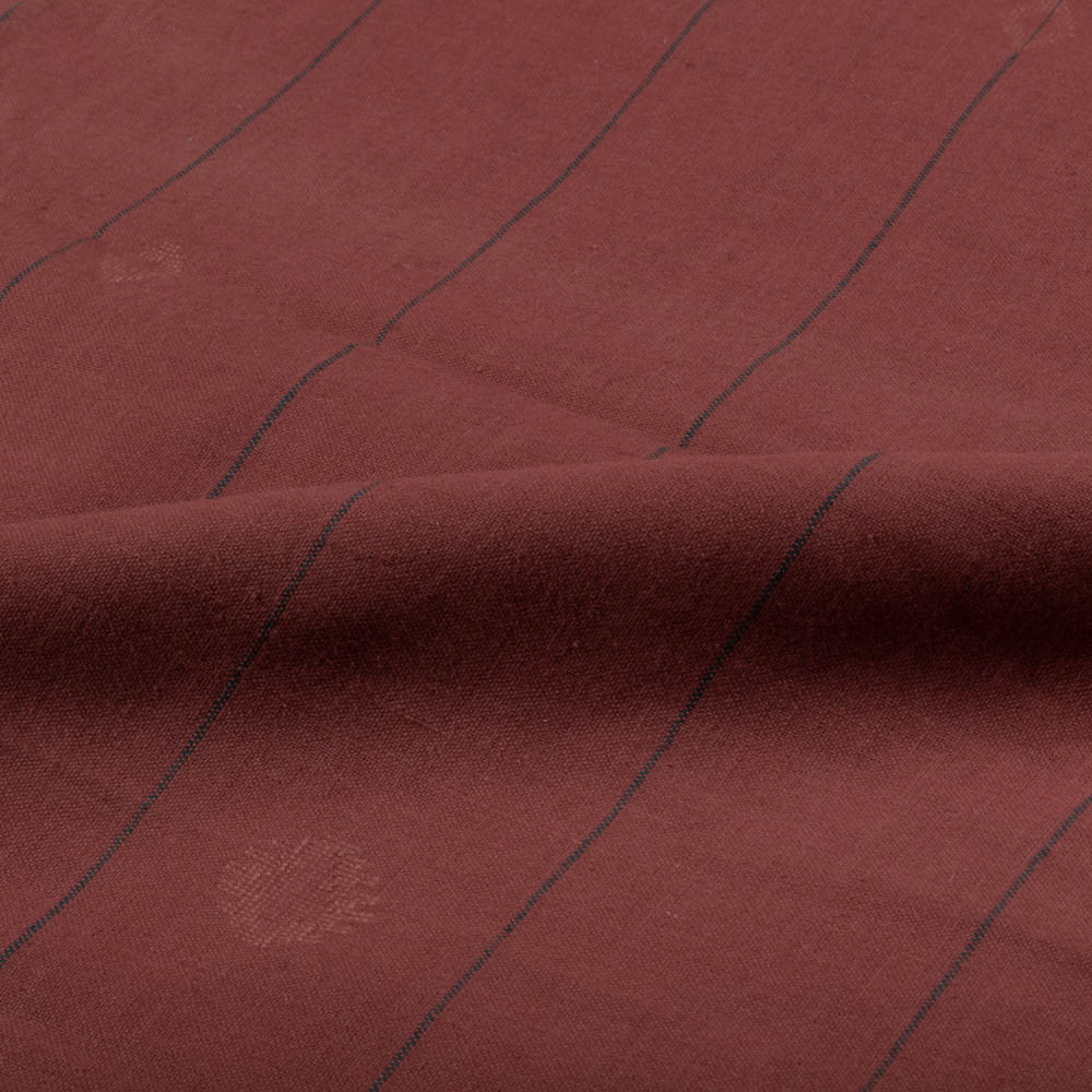 GEOMETRIC STRIPE BROWN JAMDANI PURE COTTON 97 GSM FABRIC