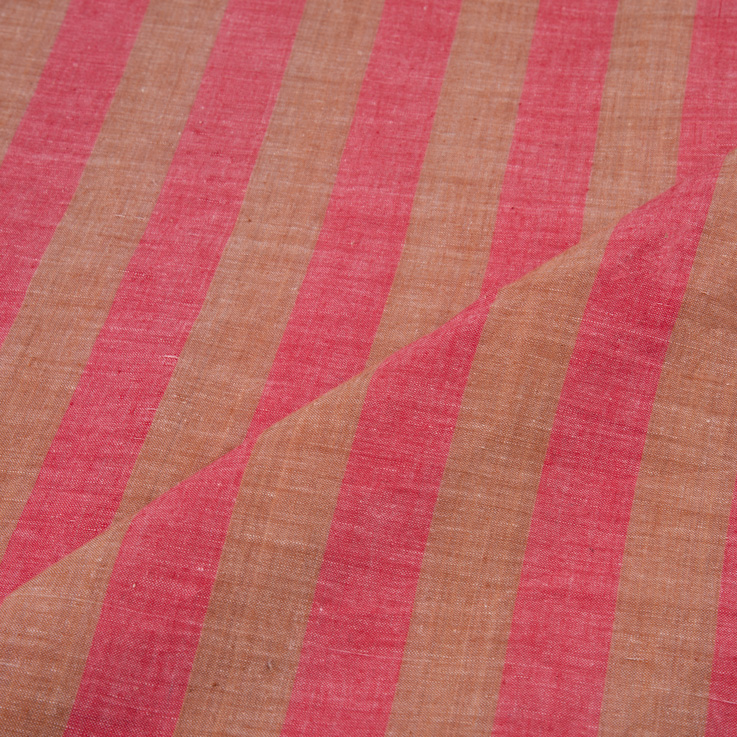 STRIPE RED PURE COTTON 73 GSM HANDWOVEN FABRIC