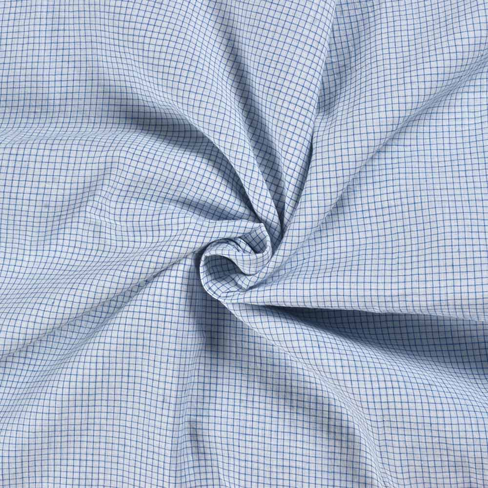 Check Blue & White Pure Cotton 58 GSM Handwoven Fabric