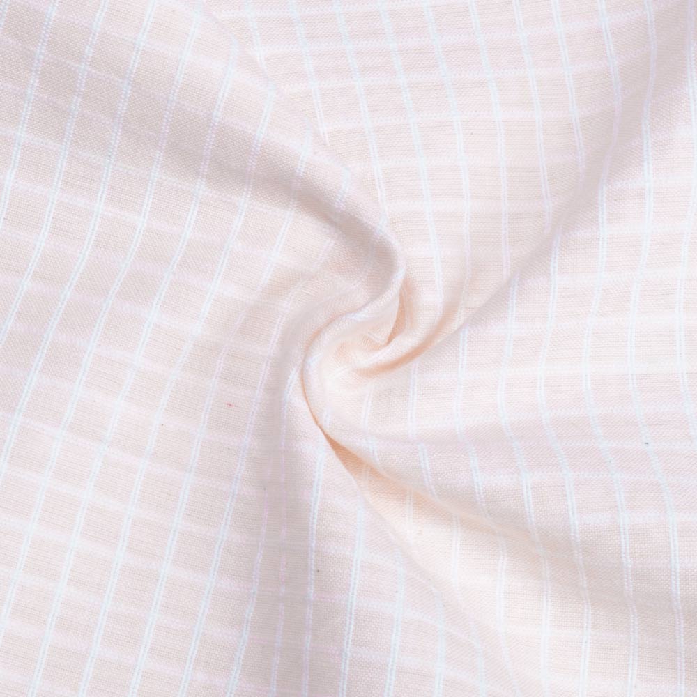Check Light Pink Pure Cotton 92 GSM Handwoven Fabric