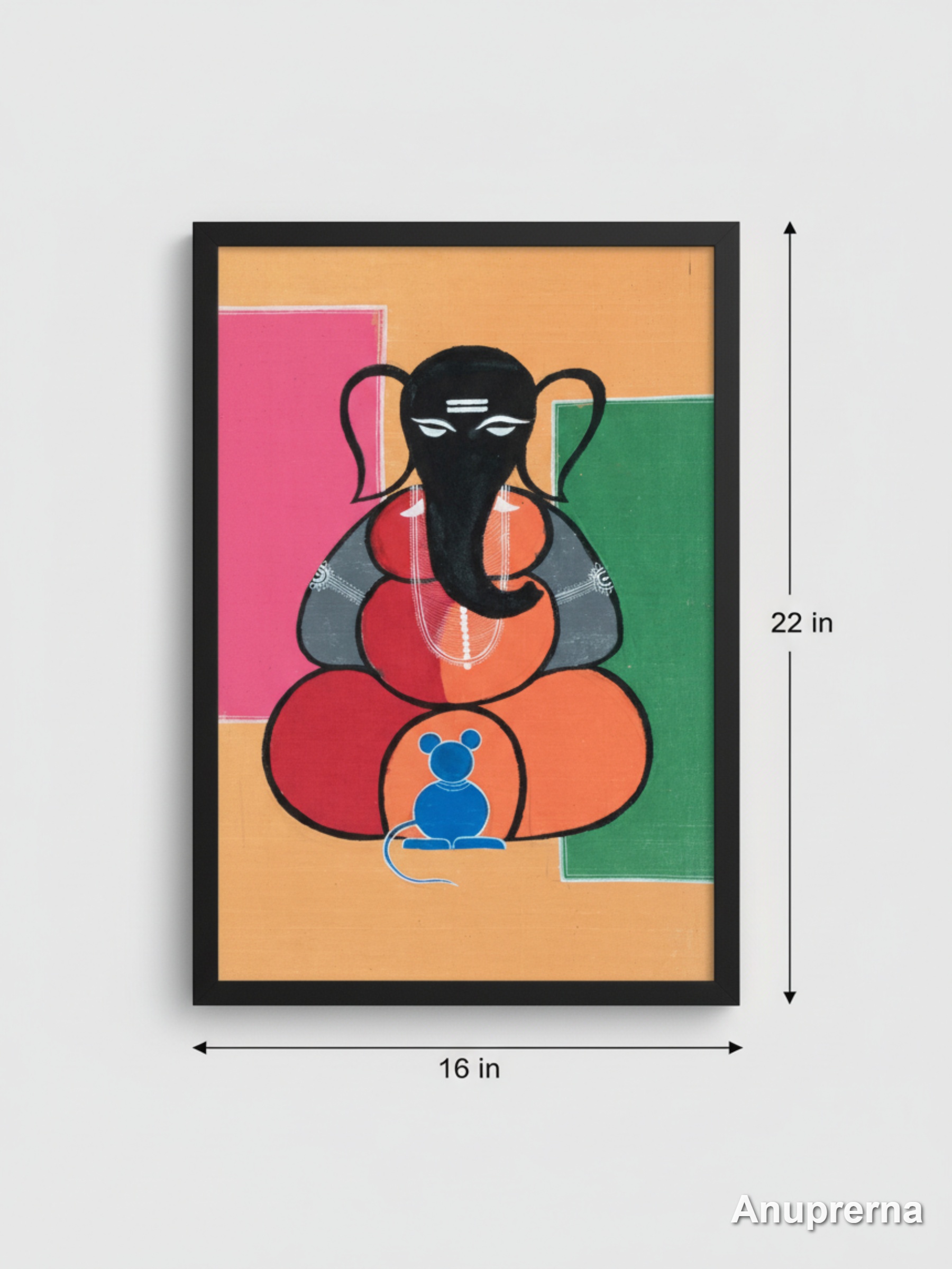 Lord Ganesha Geometric Pattachitra Wall Art Decor