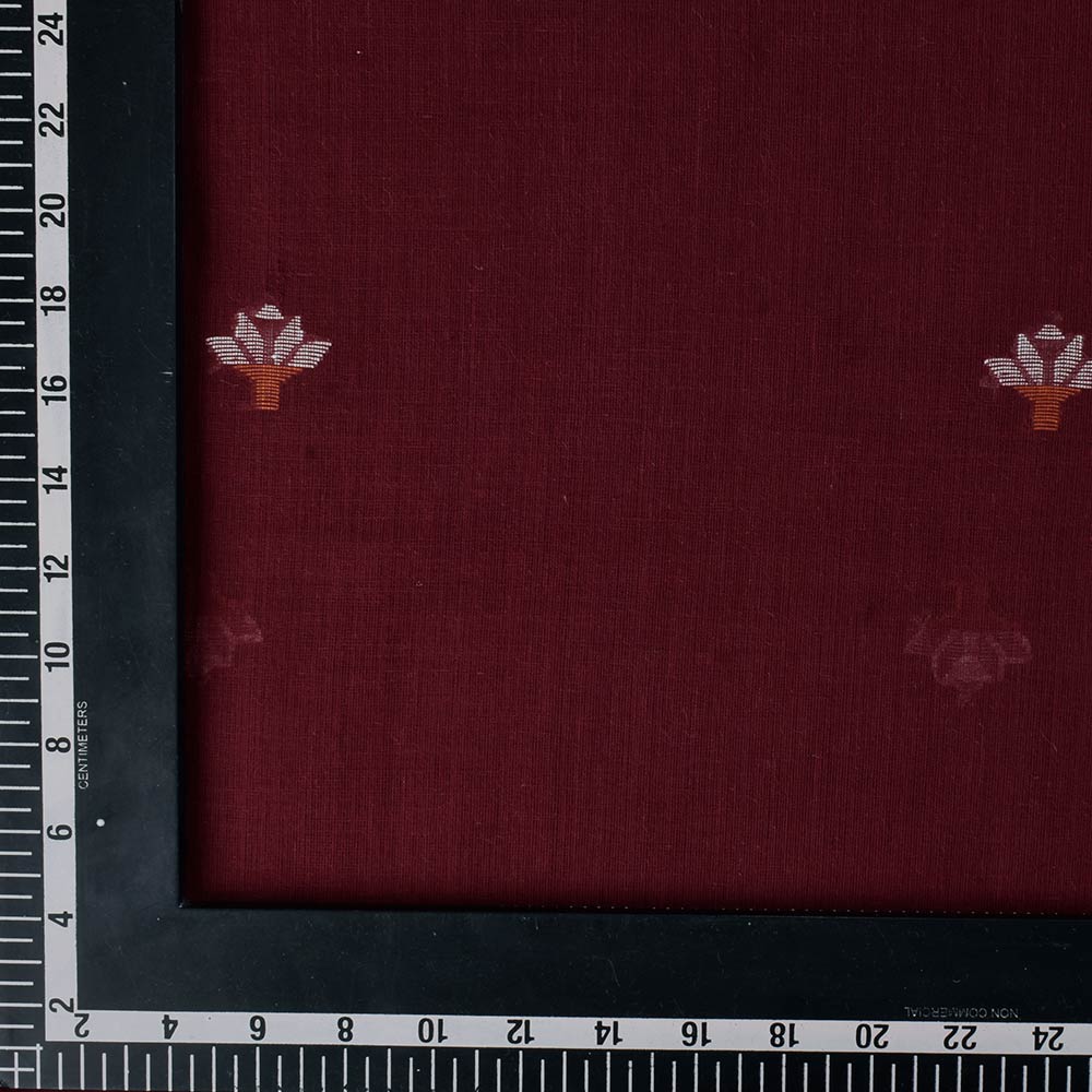 FLORAL MAROON JAMDANI PURE COTTON 60 GSM HANDWOVEN FABRIC