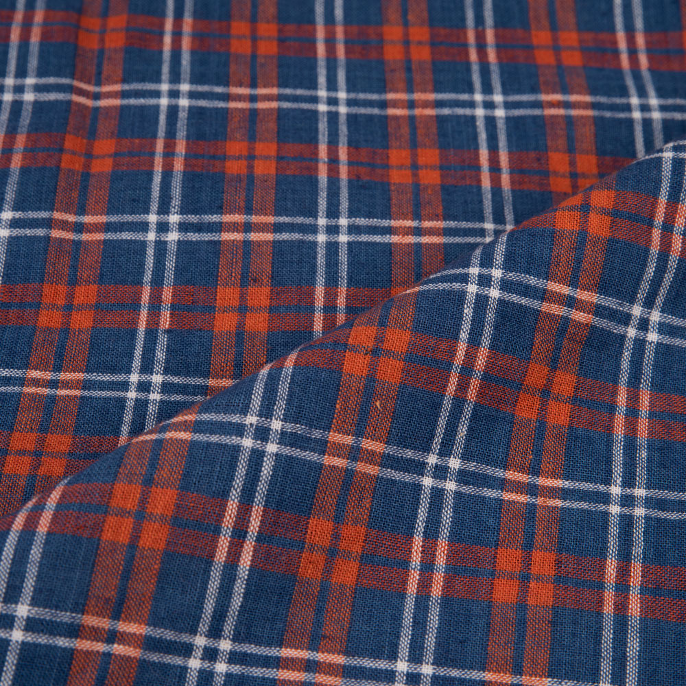 CHECK BLUE & RED PURE COTTON 92 GSM HANDWOVEN FABRIC