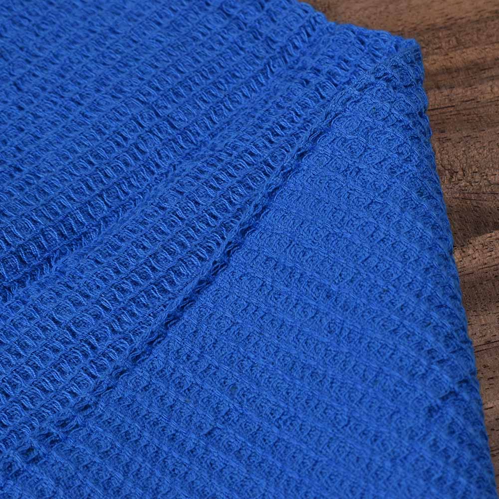 BLUE HONEYCOMB WEAVE PURE COTTON 122 GSM HANDWOVEN FABRIC