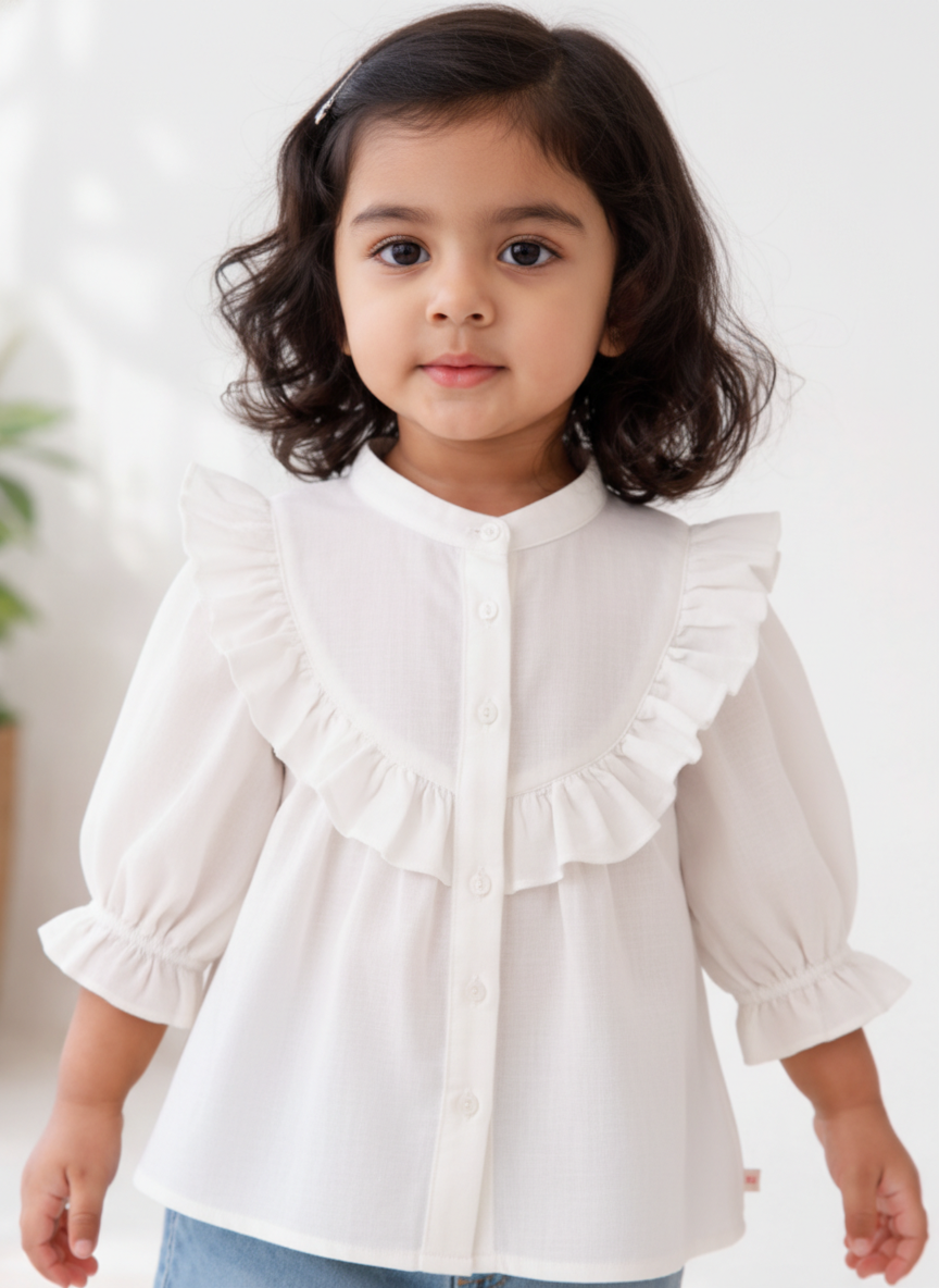 Gathered Shoulder Girl's Top