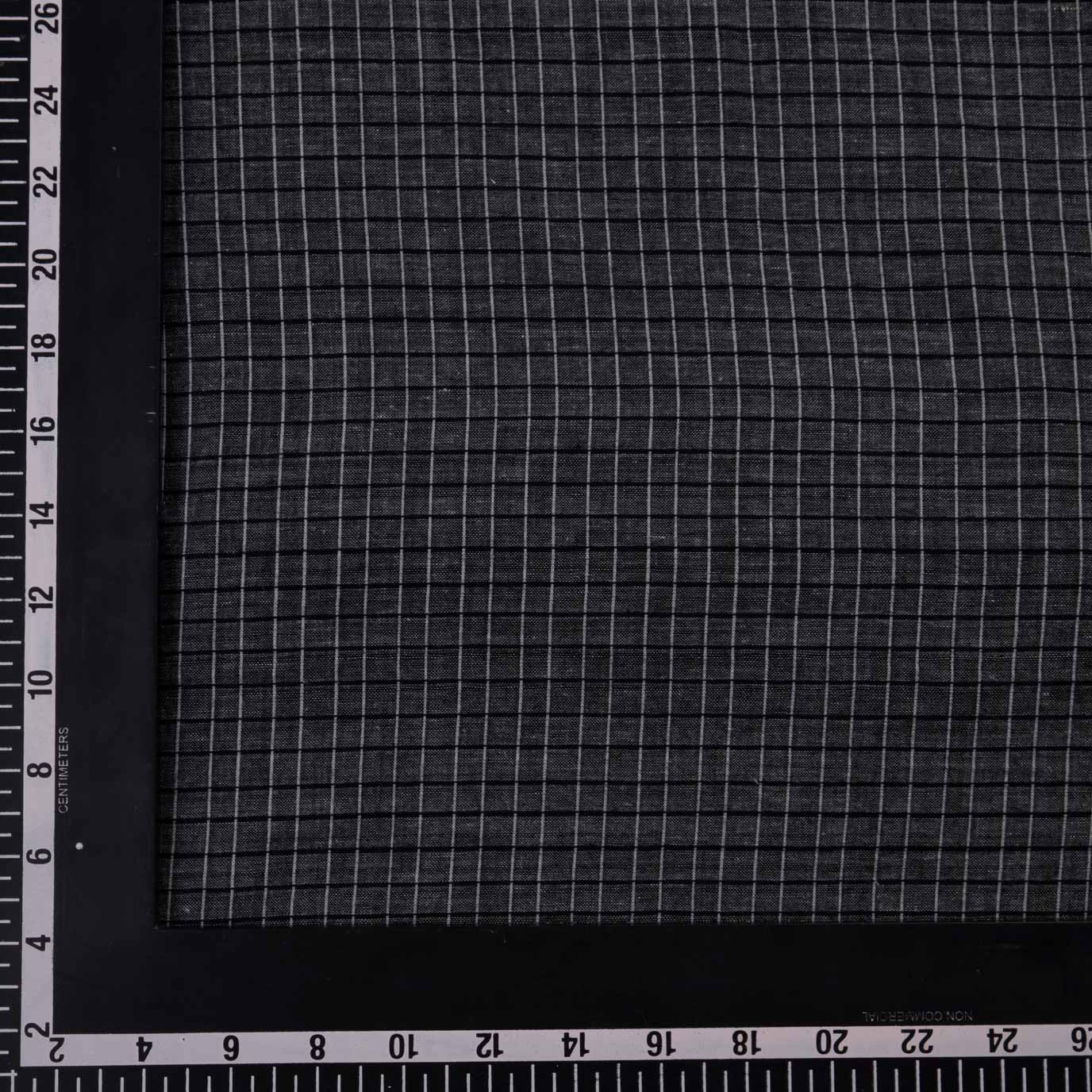 CHECK BLACK PURE COTTON 78 GSM HANDWOVEN FABRIC
