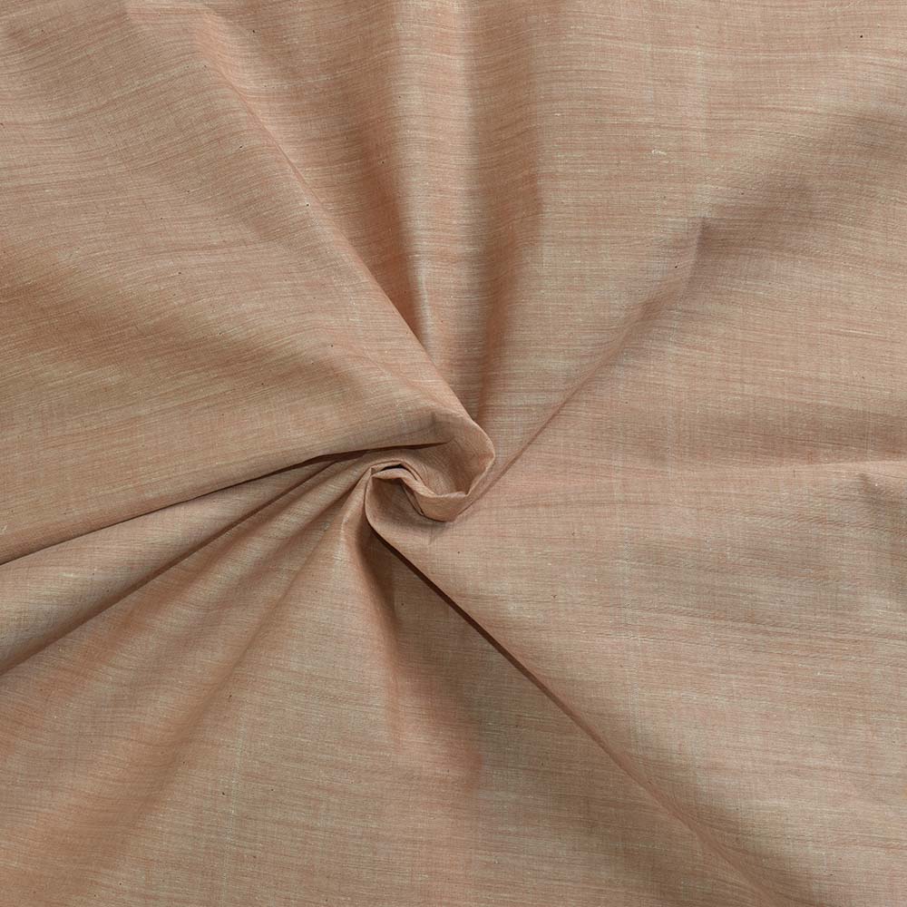 Chambray Light Peach Khadi Cotton 62 GSM Handwoven Fabric