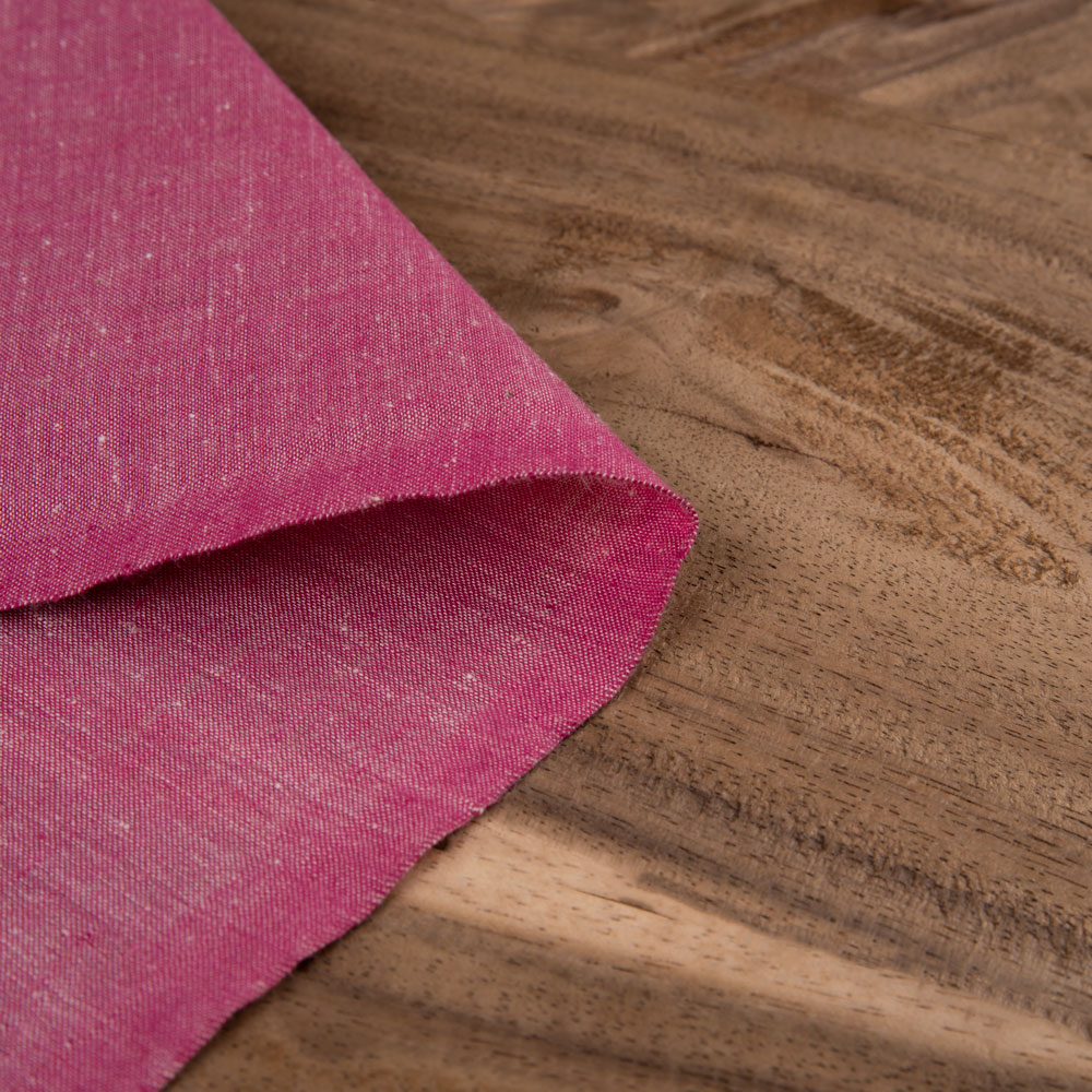 Chambray Red Khadi Cotton 74 GSM Handwoven Fabric