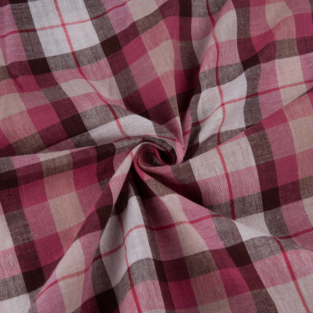 Check Red Pure Cotton 92 GSM Handwoven Fabric
