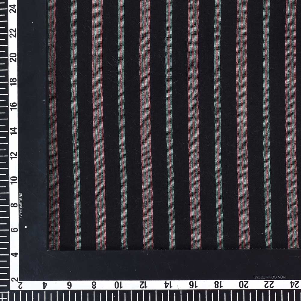 STRIPE BLACK PURE COTTON 108 GSM HANDWOVEN FABRIC